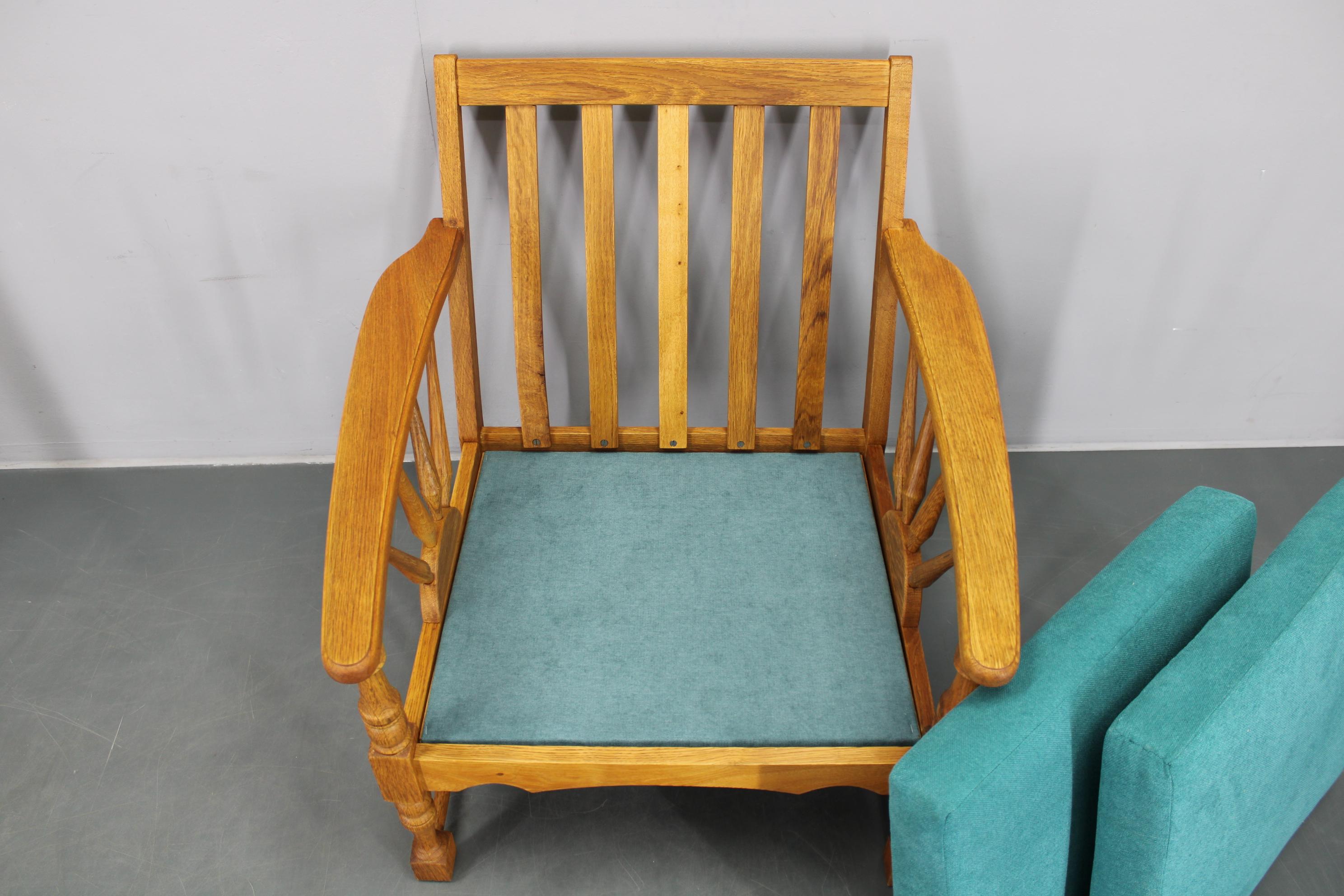 Poltrona in legno massiccio di Oak del 1950, Cecoslovacchia in vendita 5