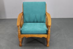 Fauteuil en Oak massif des années 1950, Tchécoslovaquie