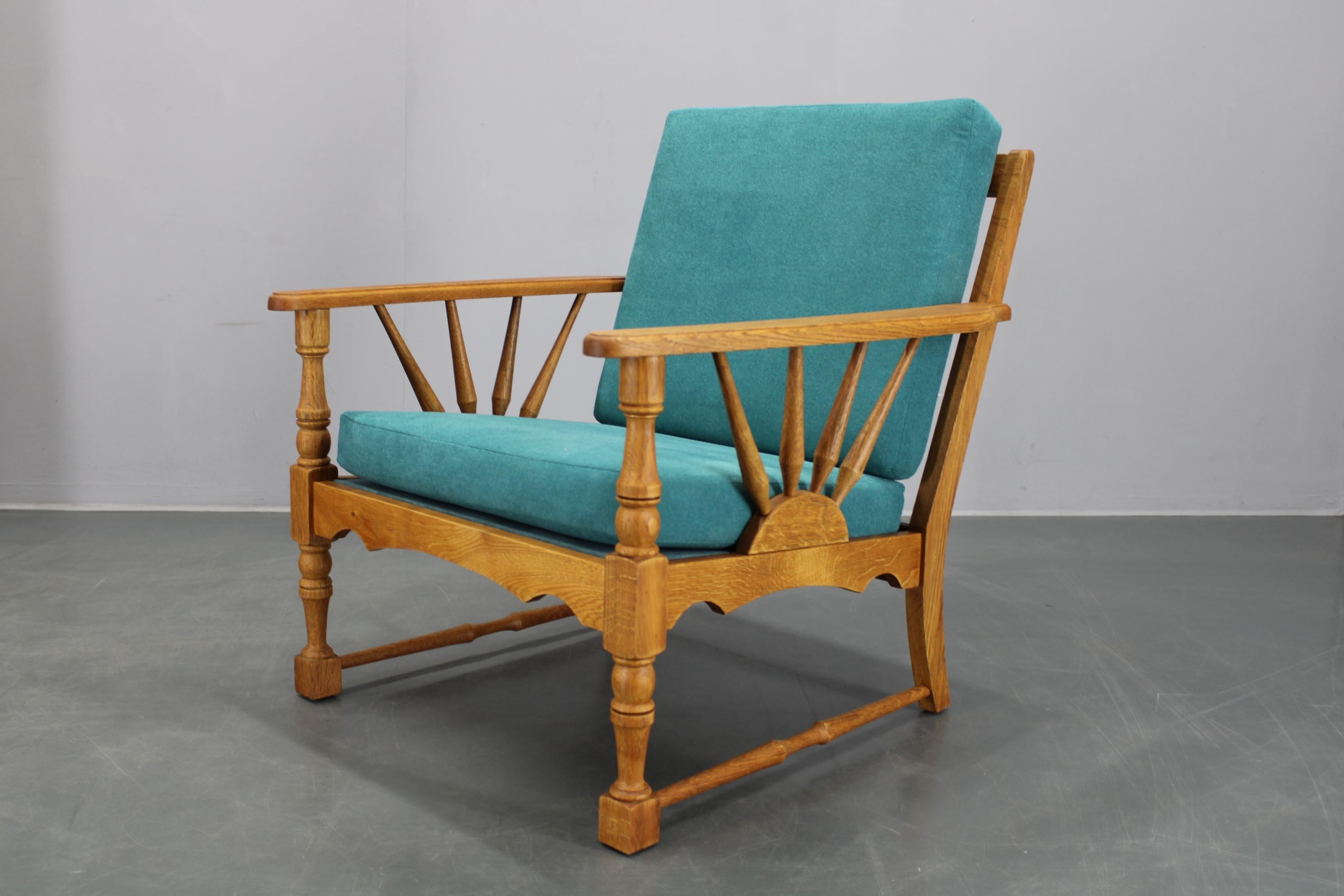 Mid-Century moderno Poltrona in legno massiccio di Oak del 1950, Cecoslovacchia in vendita