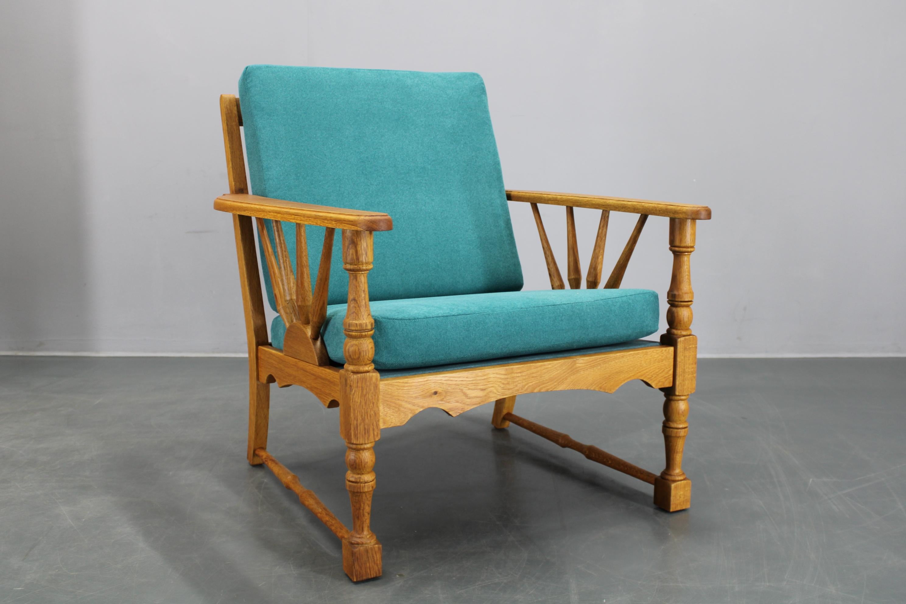 Poltrona in legno massiccio di Oak del 1950, Cecoslovacchia in vendita 3