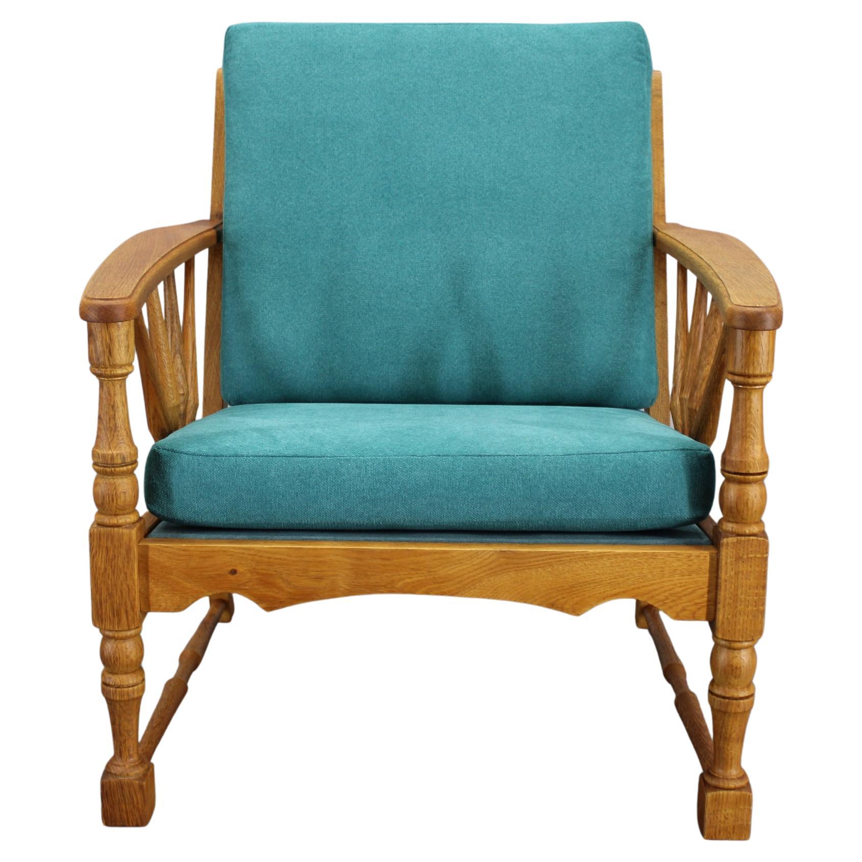 Poltrona in legno massiccio di Oak del 1950, Cecoslovacchia