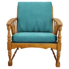 Poltrona in legno massiccio di Oak del 1950, Cecoslovacchia