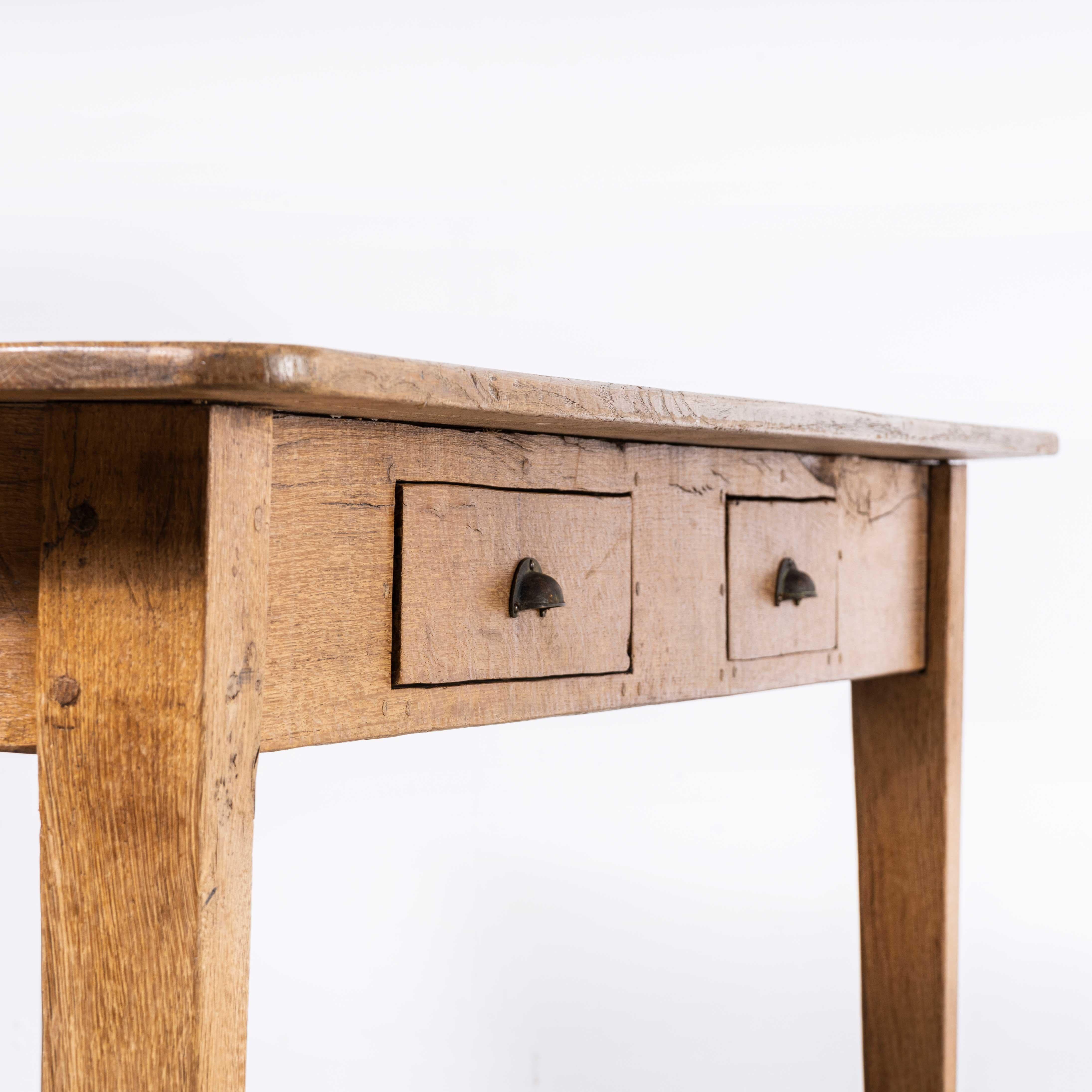 1950's Solid Oak French  Scrubbed Top Farm Table 7