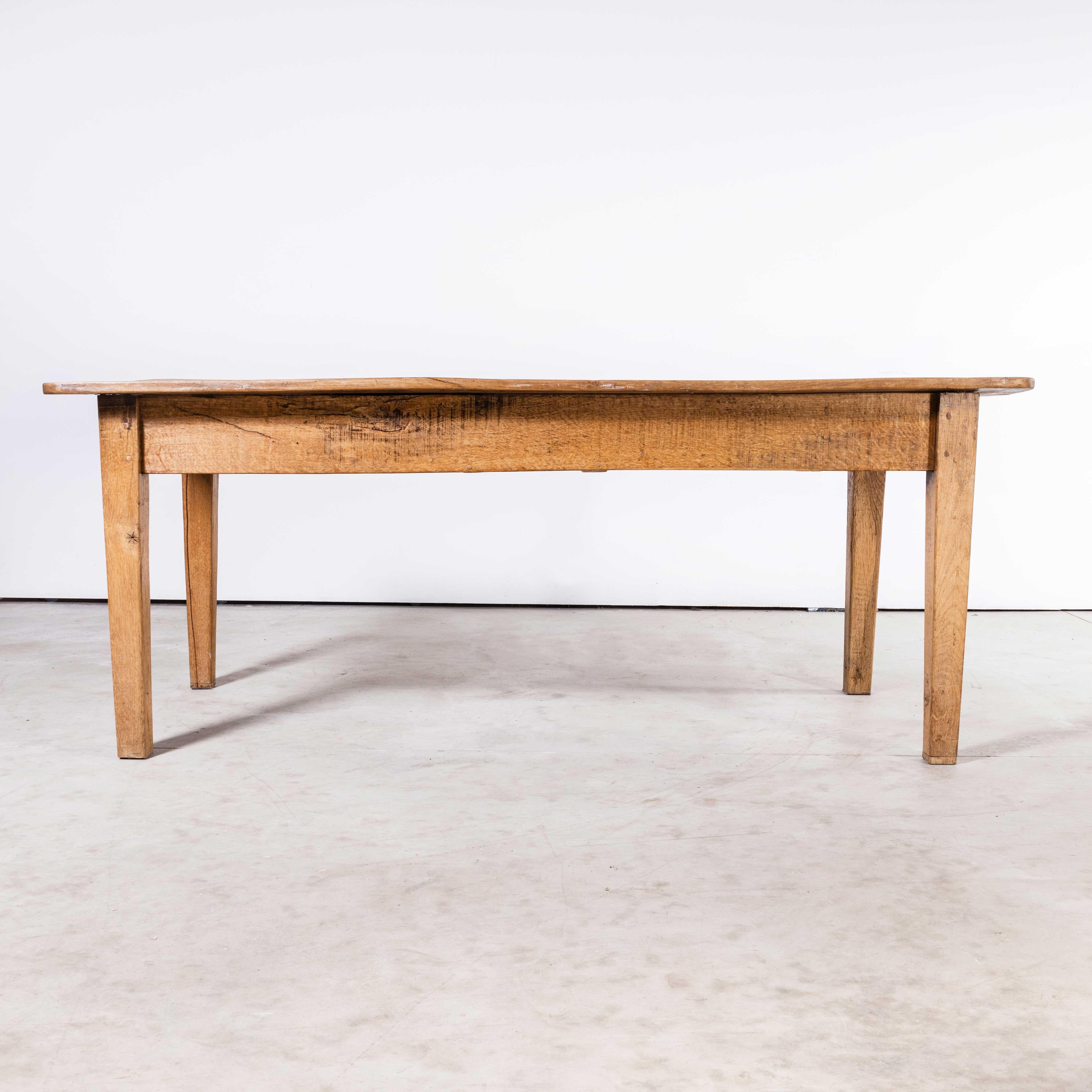 Mid-20th Century 1950's Solid Oak French  Scrubbed Top Farm Table