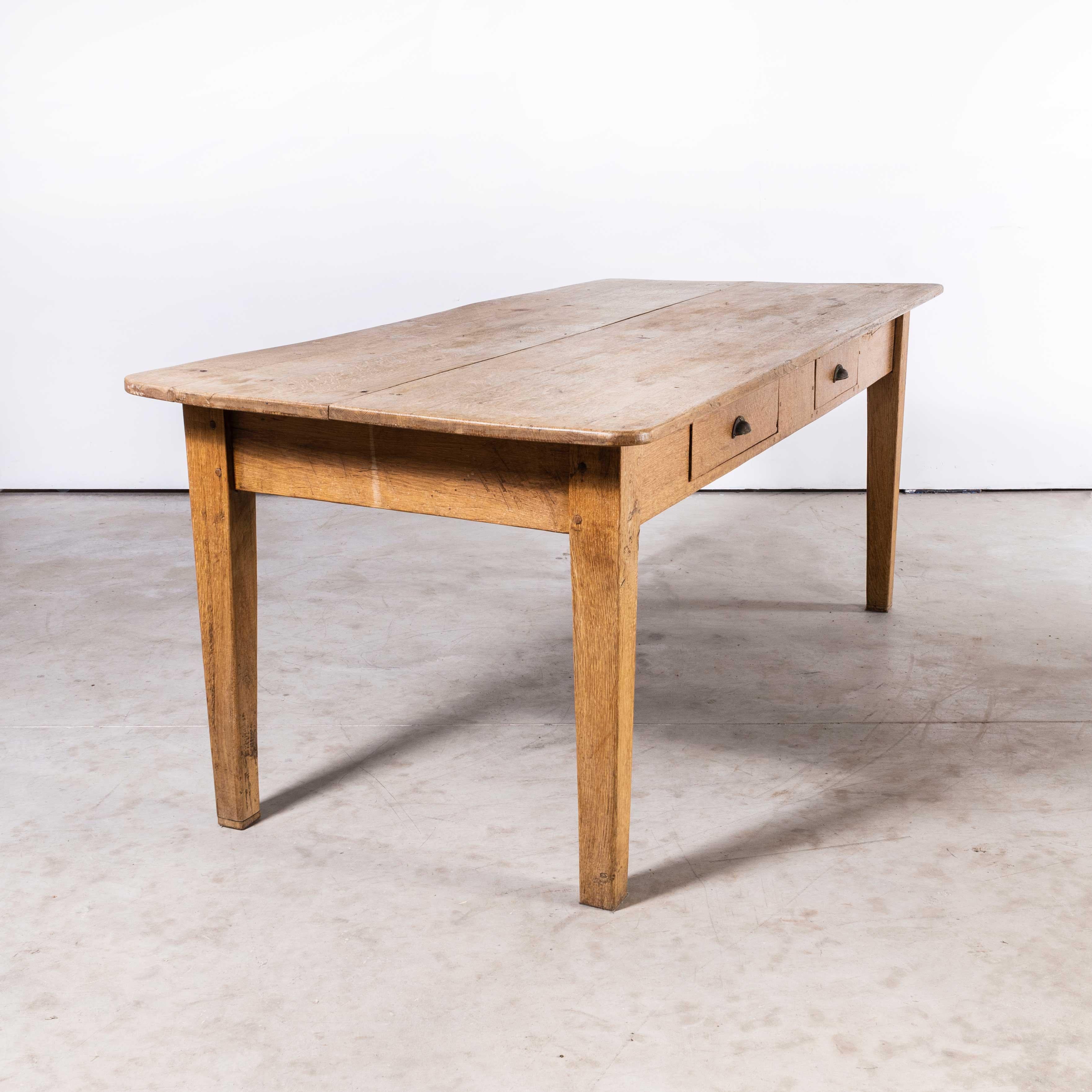 1950's Solid Oak French  Scrubbed Top Farm Table 3