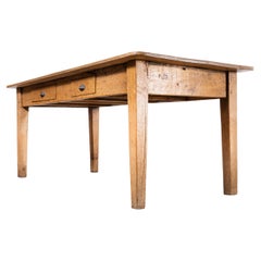 1950's Solid Oak French  Scrubbed Top Farm Table