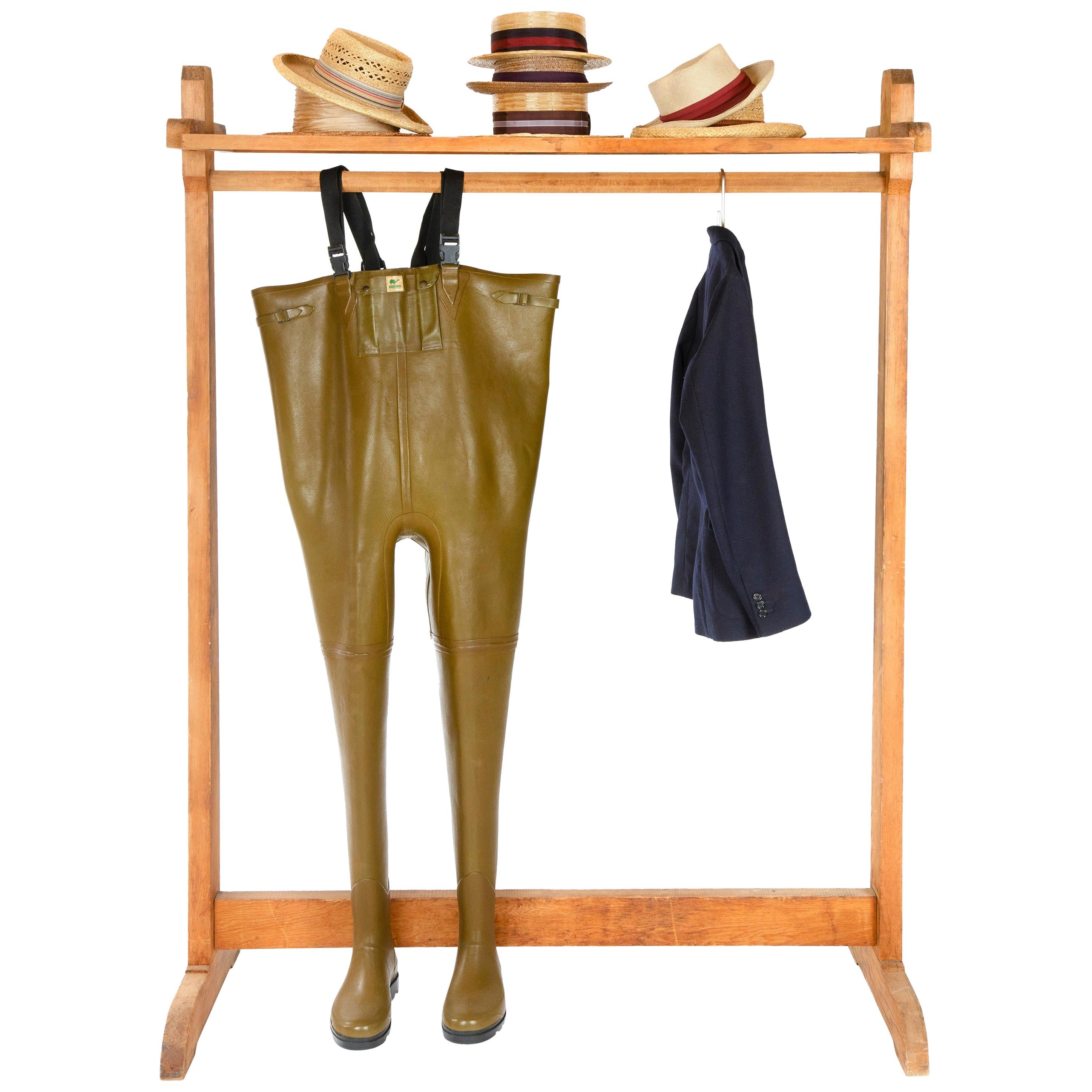 1950s Solid Pine Clothing Rack