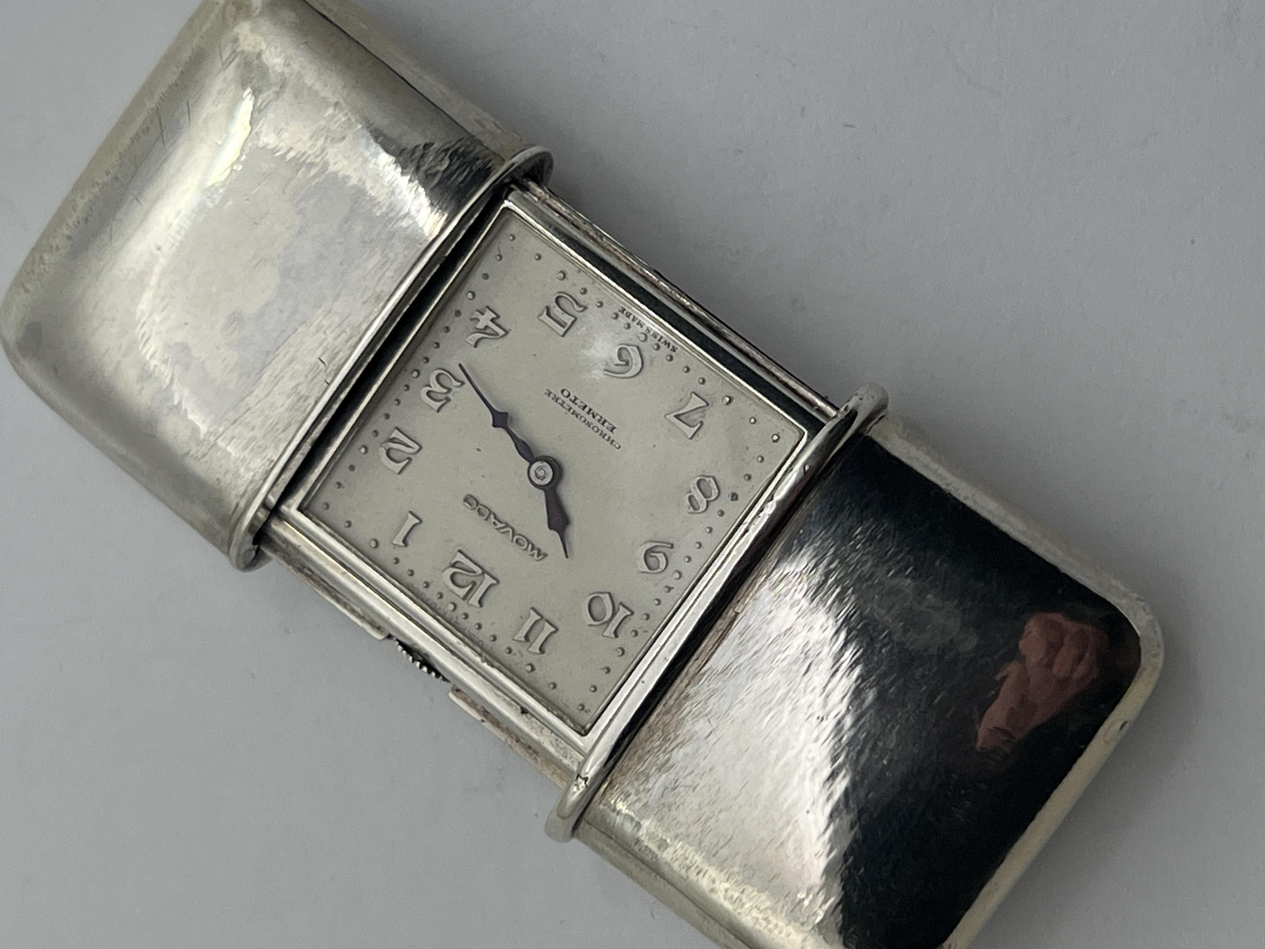 Montre-bracelet à chronographe Ermeto Laides en argent sterling massif des années 1950 8