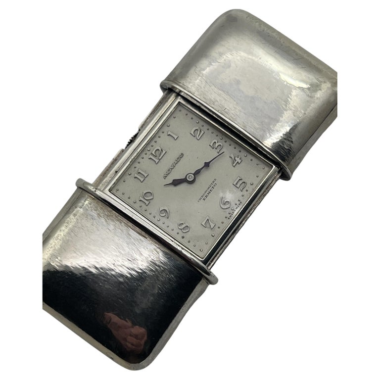 1950s Solid Sterling Silver Movado Chronographe Ermeto Laides Purse Watch For Sale at 1stDibs