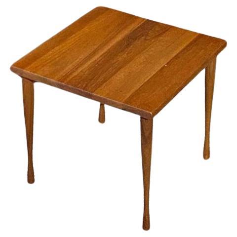 1950s Solid Teak Side  End Table by Hans C Andersen For Sale