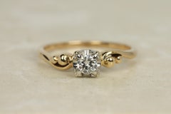 1950s Solitaire Diamond Engagement Ring – 0.15ct Round Diamond Mid-Century Ring