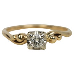 1950s Solitaire Diamond Engagement Ring – 0.15ct Round Diamond Mid-Century Ring