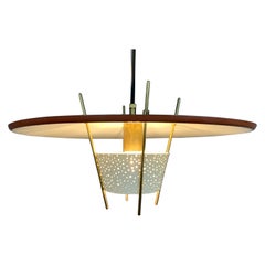 1950s Space Age Hillebrand Leuchten Metal and Brass Pendant Light by Ernest Igl