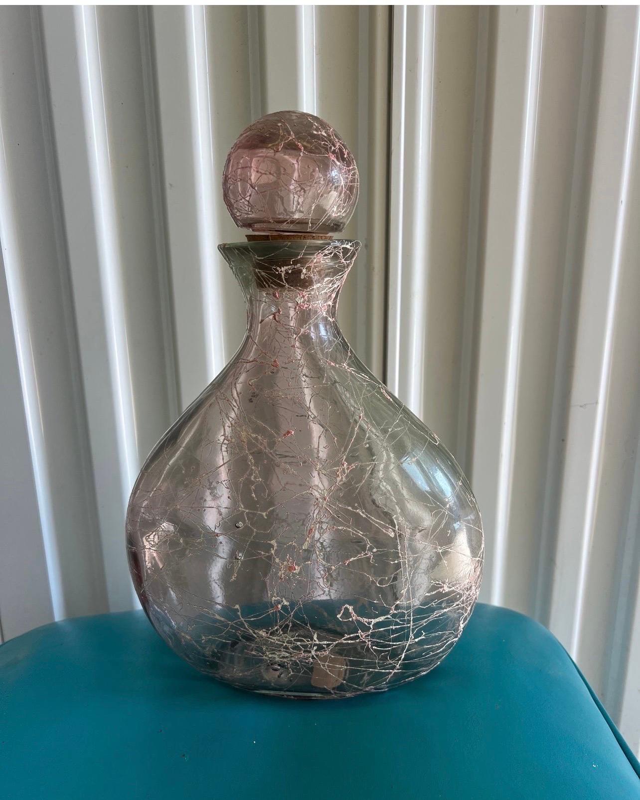 1950’s Spaghetti Large Amethyst Glass Decanter With Stopper For Sale 5