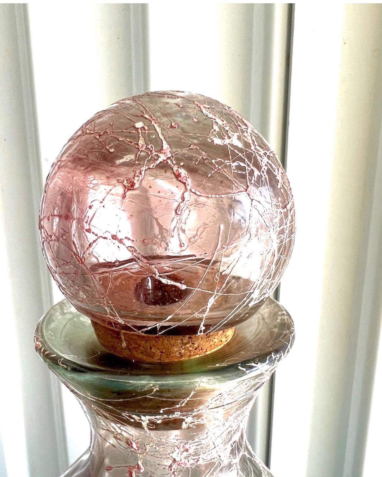 1950’s Spaghetti Large Amethyst Glass Decanter With Stopper In Good Condition For Sale In Charleston, SC