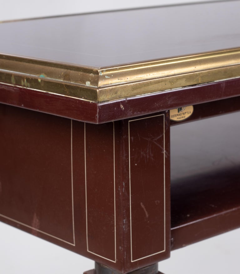 1950s Spanish AllMetal Office Desk with Brass Fittings by Sistemas AF