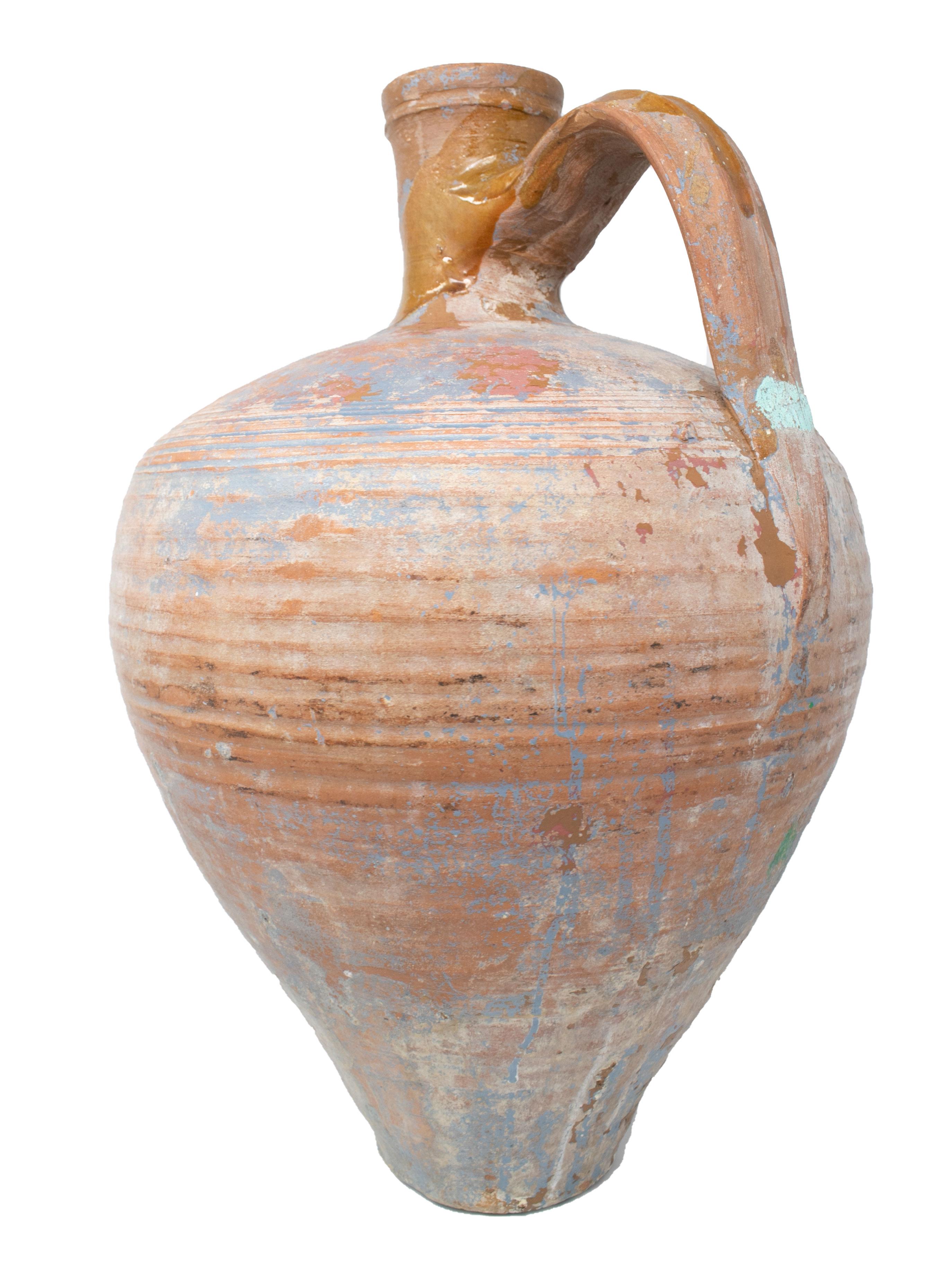 20th Century 1950s Spanish Andalusian Handmade Terracotta Brown Vase