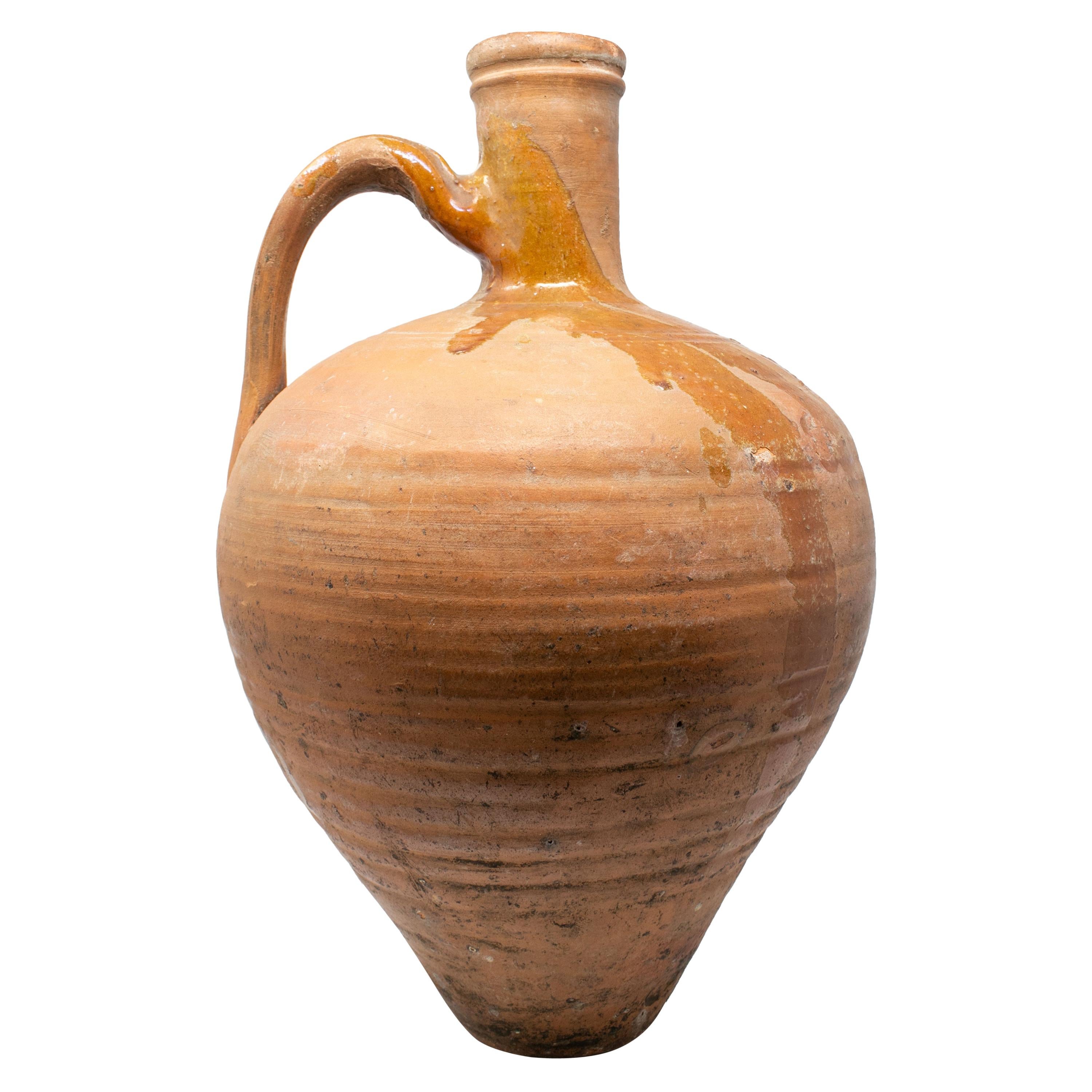1950s Spanish Andalusian Handmade Terracotta Brown Vase