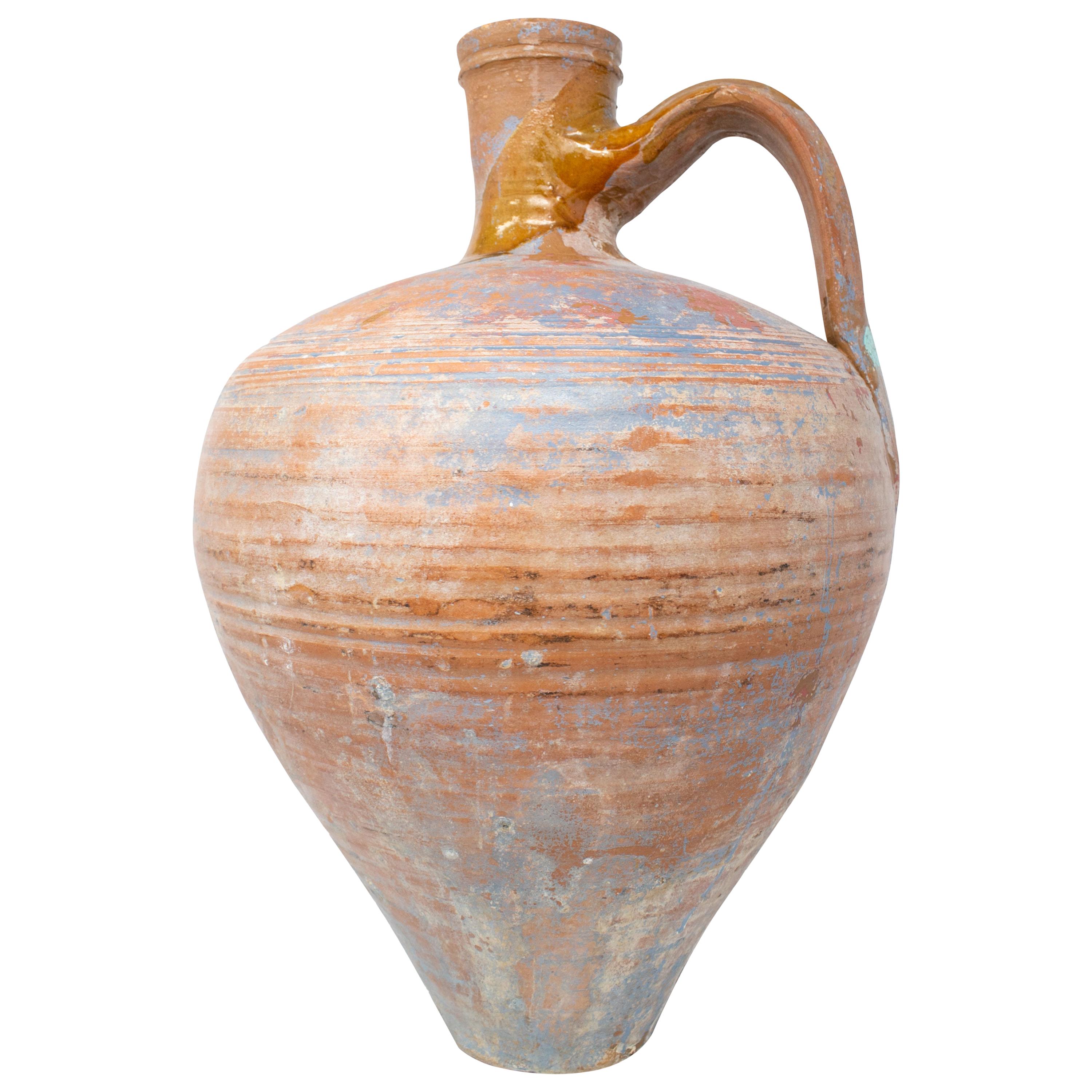 1950s Spanish Andalusian Handmade Terracotta Brown Vase