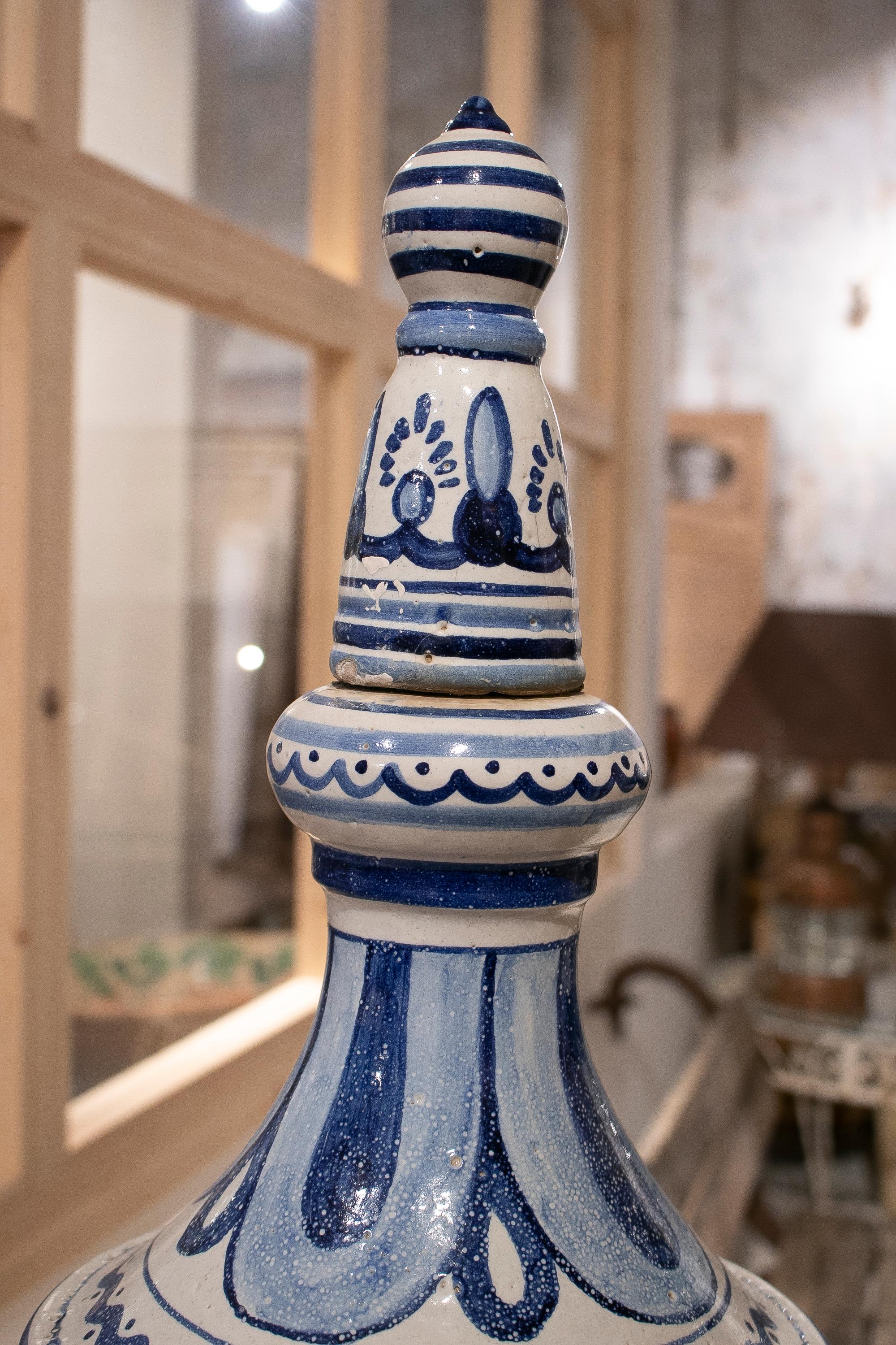 Traditional 1950s Spanish Andalusian two-colour glazed ceramic finial.