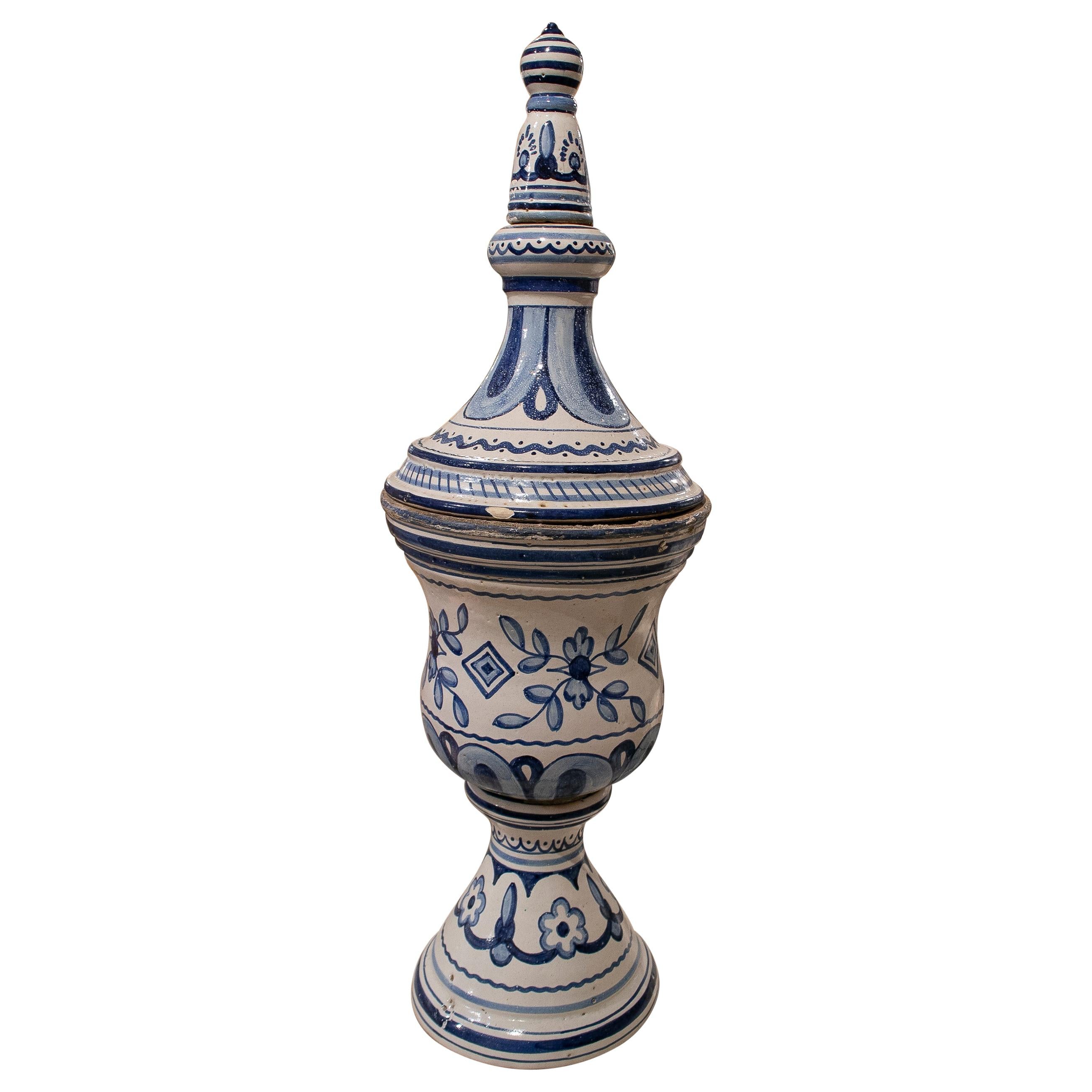 1950s Spanish Andalusian Two-Colour Glazed Ceramic Finial