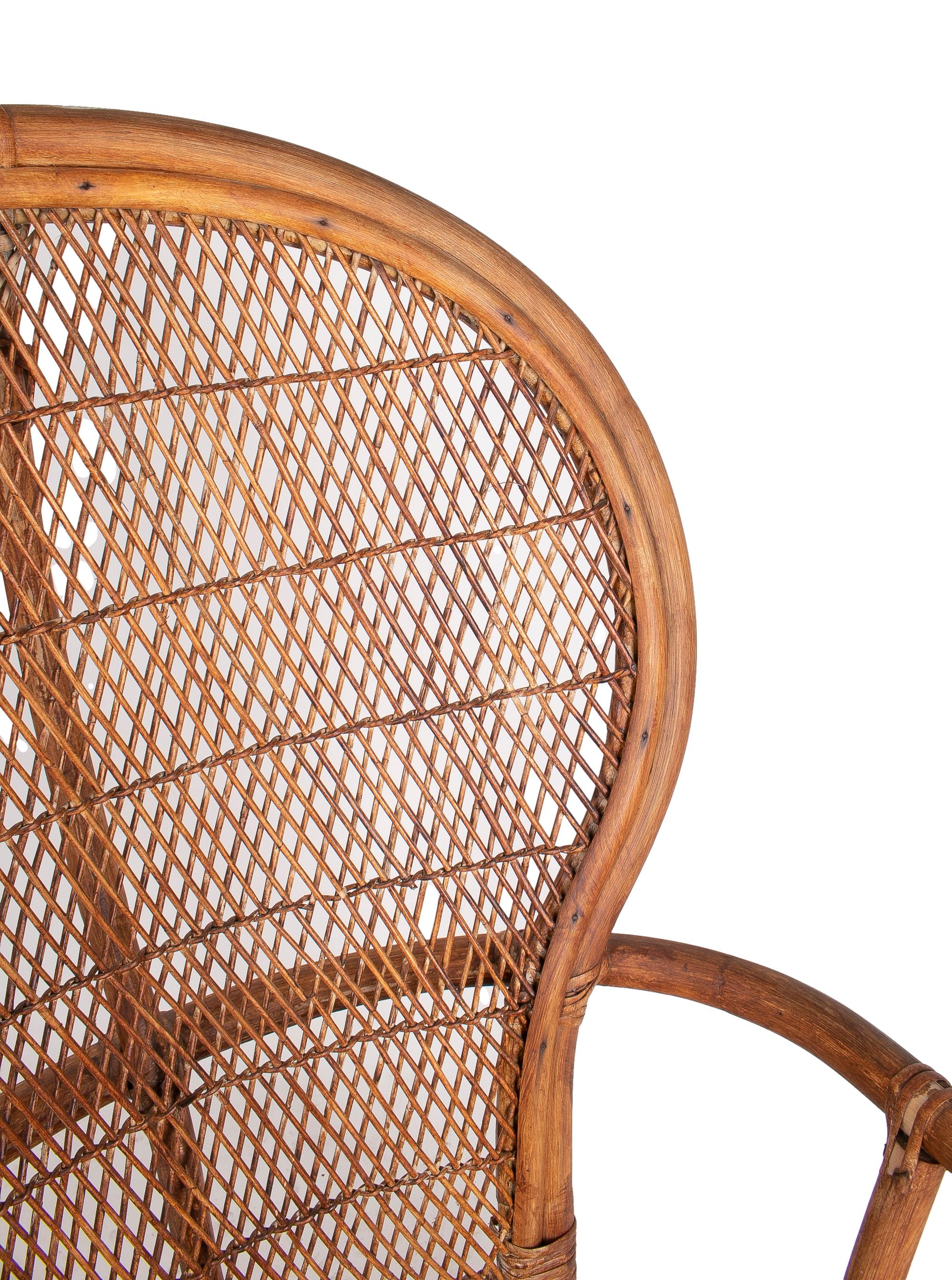 1950s Spanish Bamboo Armchair For Sale 8