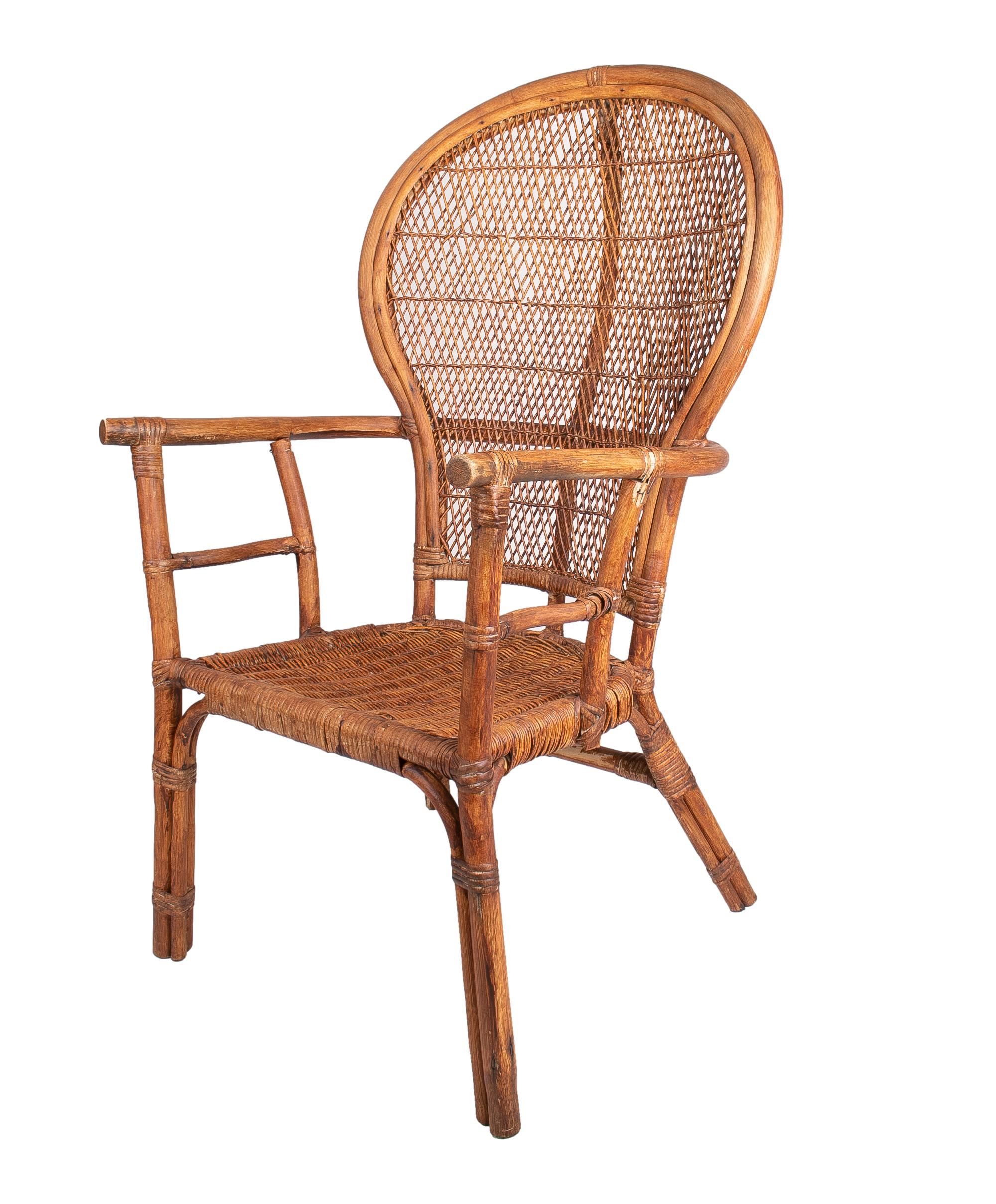 1950s Spanish Bamboo Armchair In Good Condition For Sale In Marbella, ES