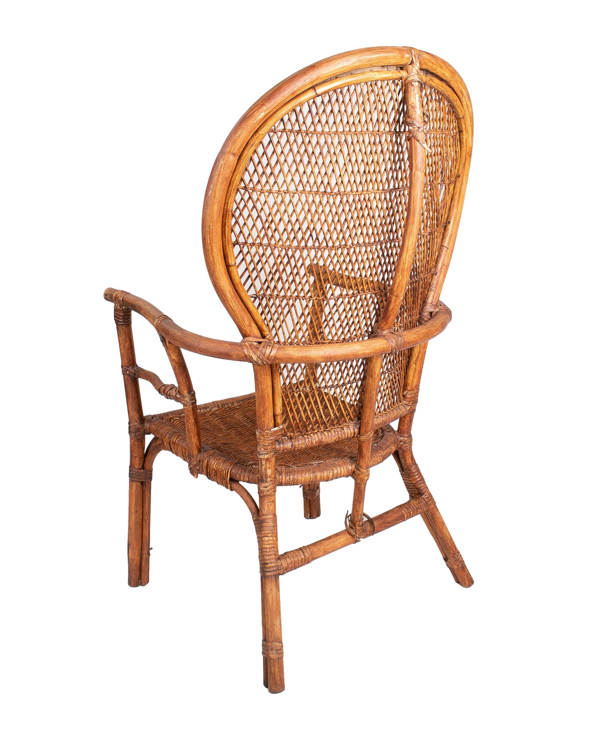 20th Century 1950s Spanish Bamboo Armchair For Sale