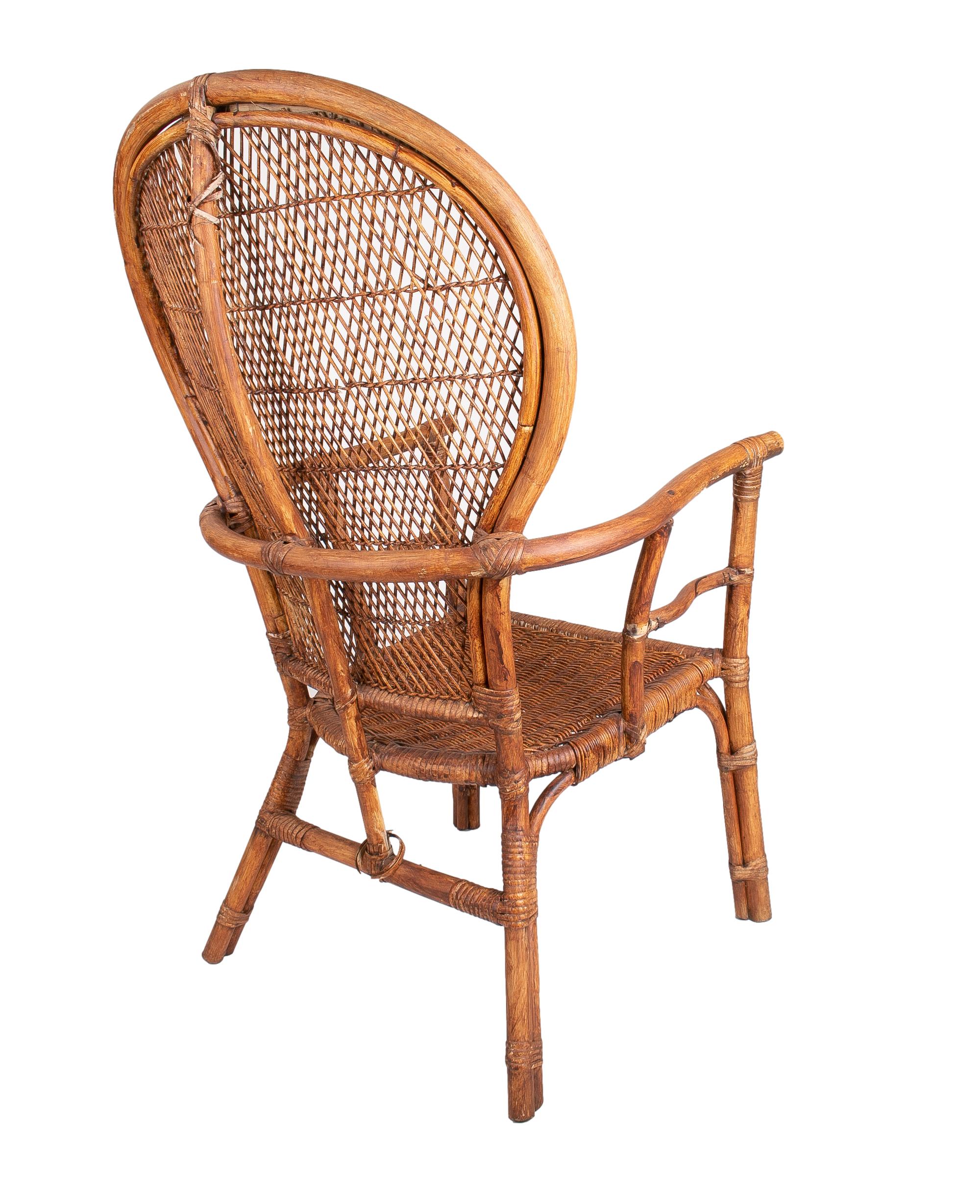 1950s Spanish Bamboo Armchair For Sale 1