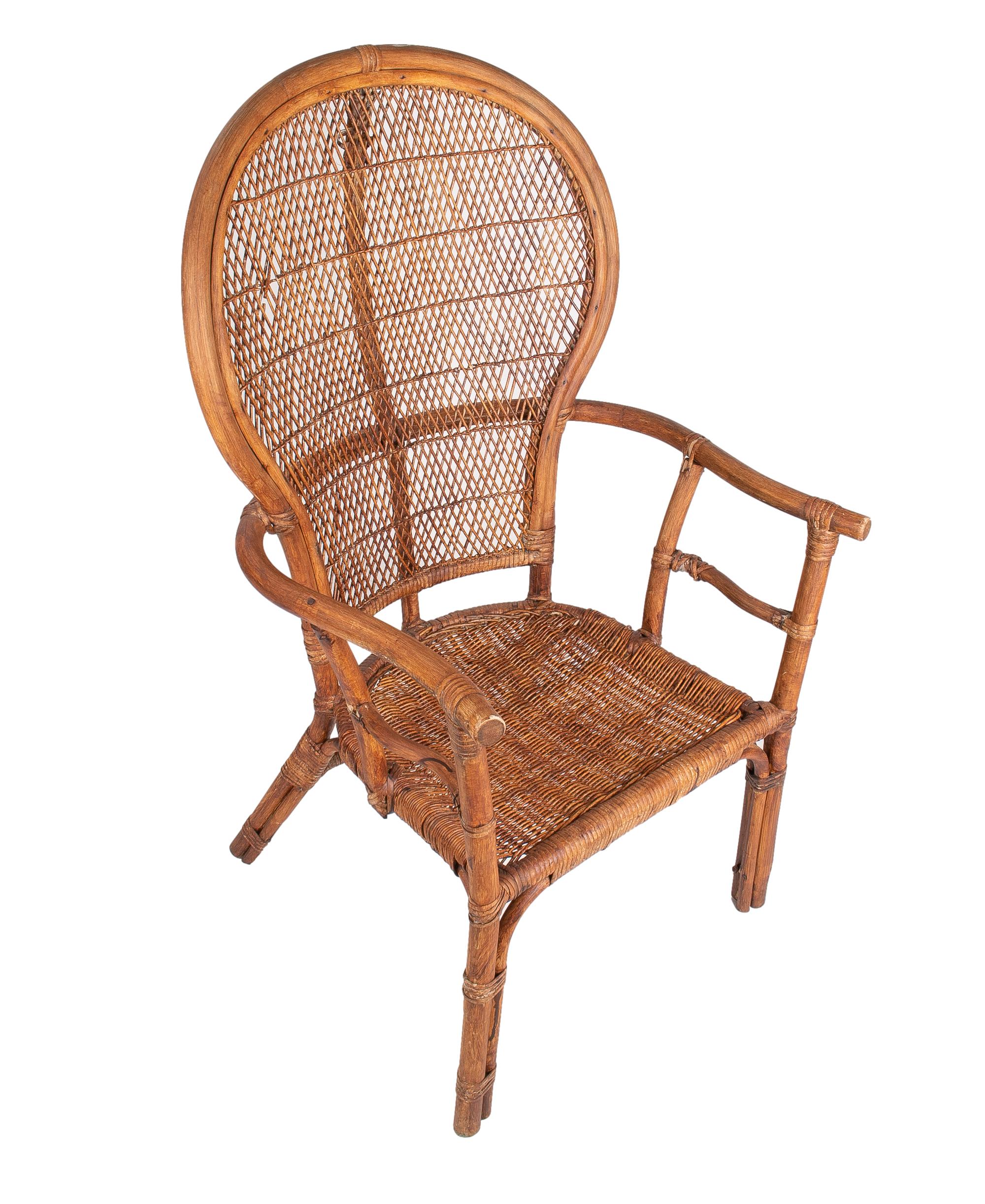 1950s Spanish Bamboo Armchair For Sale 2