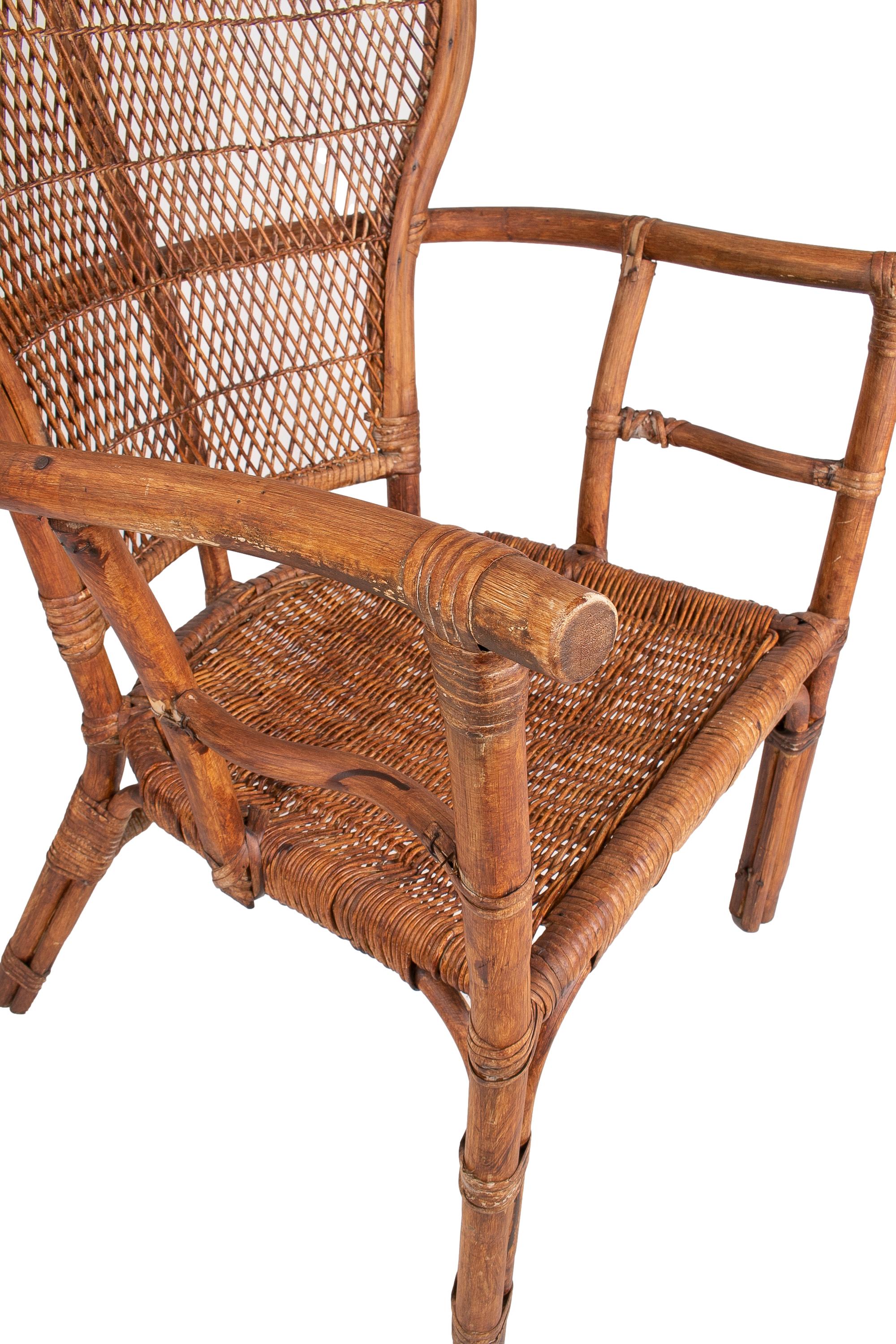 1950s Spanish Bamboo Armchair For Sale 3