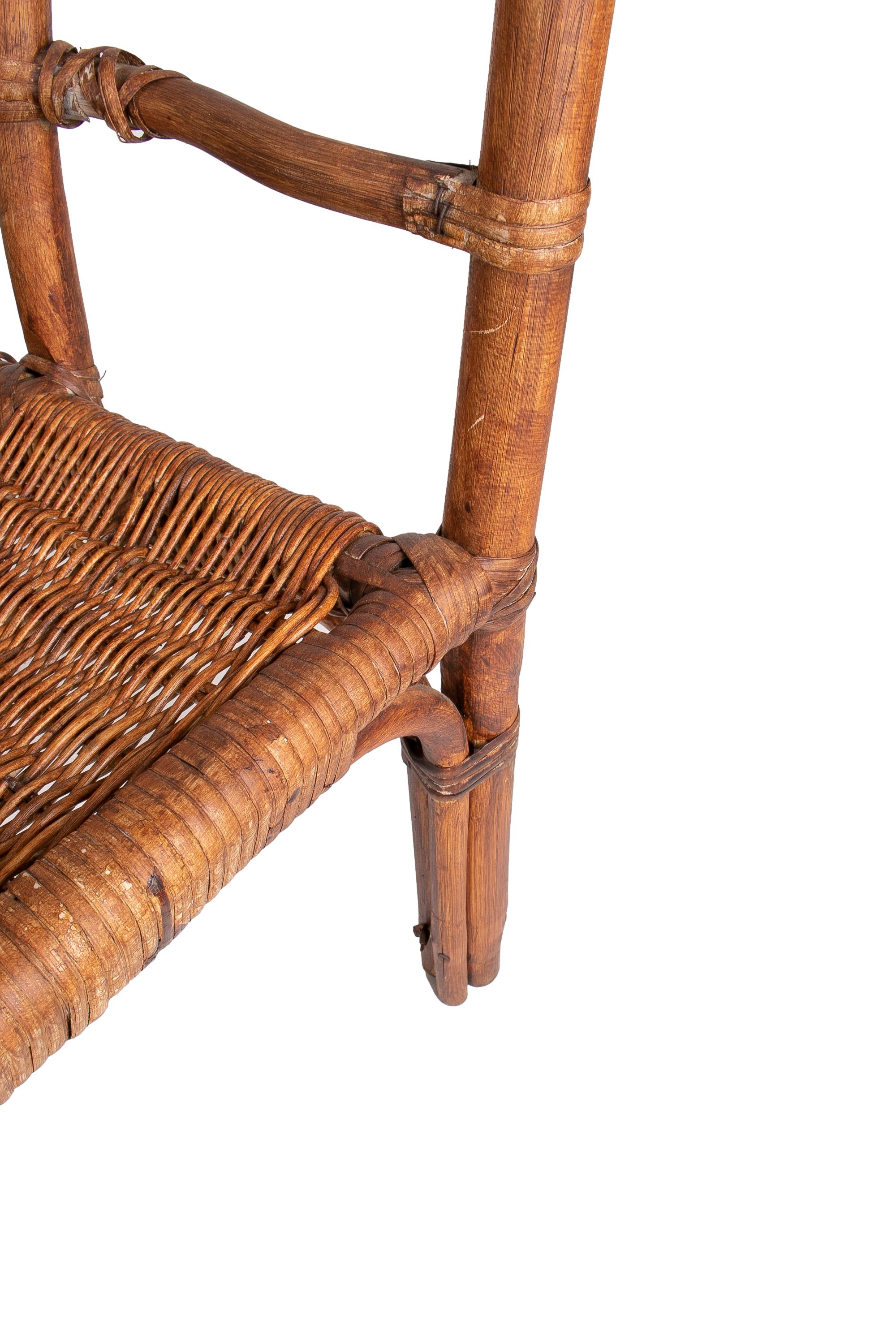 1950s Spanish Bamboo Armchair For Sale 5