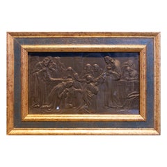 Scène de communion du Christ priant encadrée en laiton, Espagne, années 1950