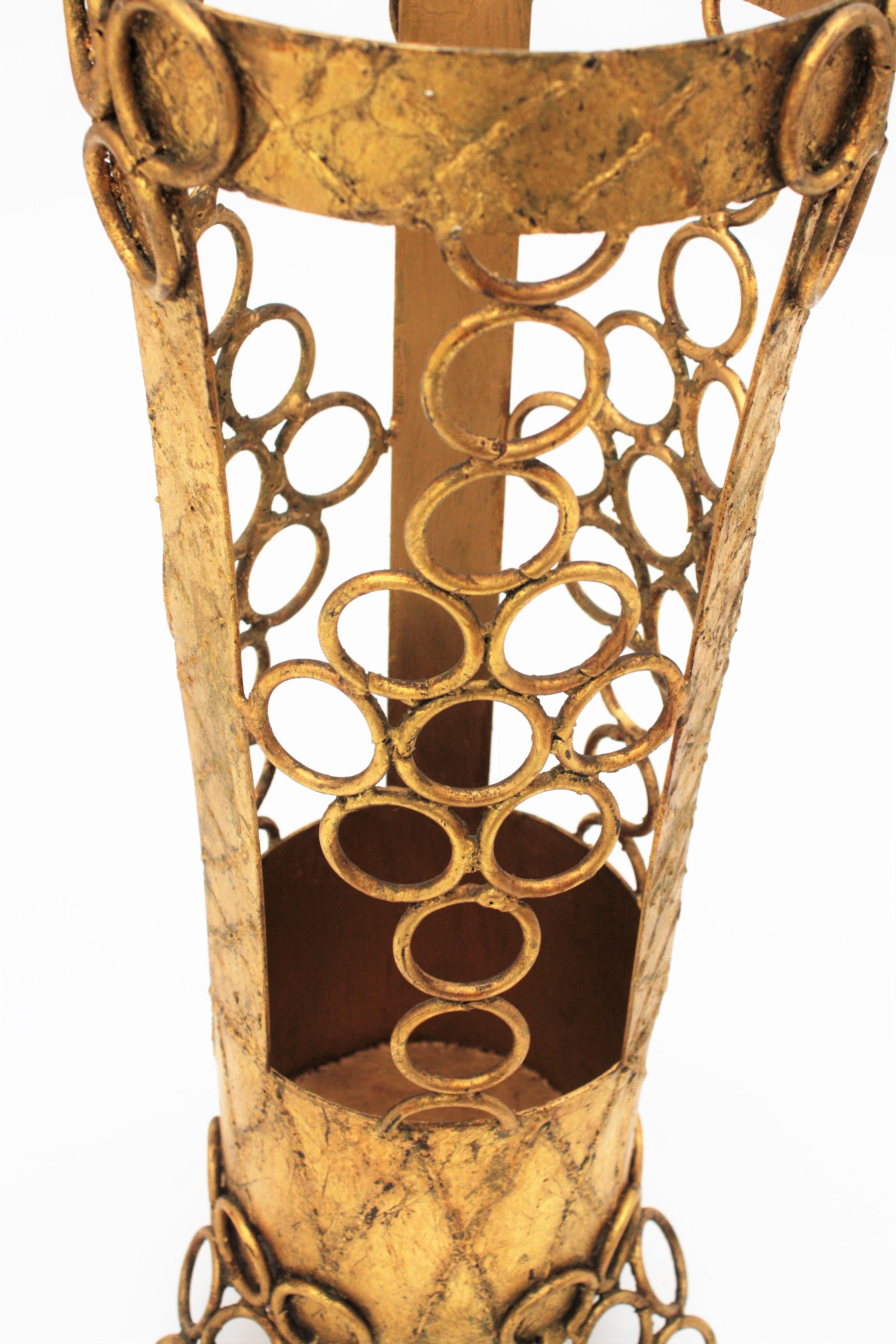 Brutalist Umbrella Stand in Gilt Iron, 1950s In Good Condition For Sale In Barcelona, ES