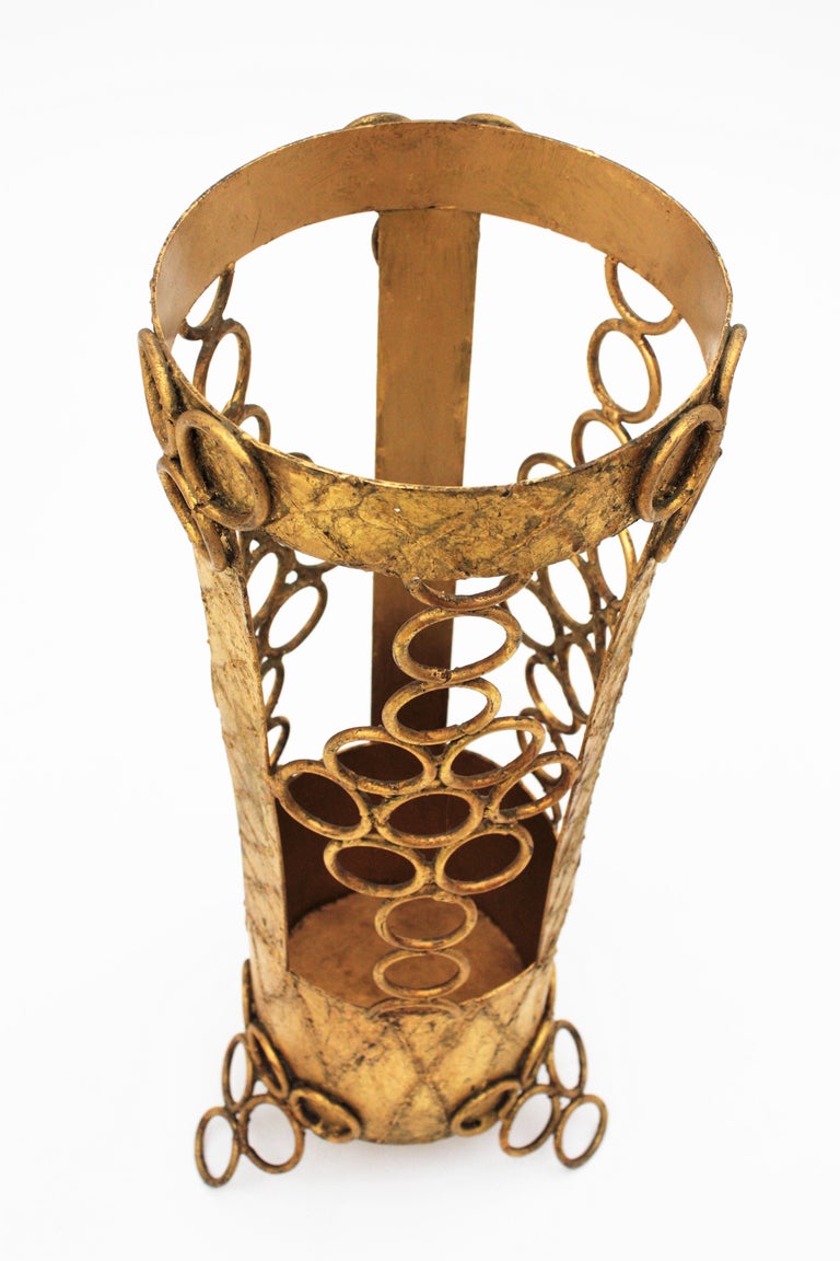 1950s Spanish Brutalist Midcentury Gold Gilt Iron Hand Hammered