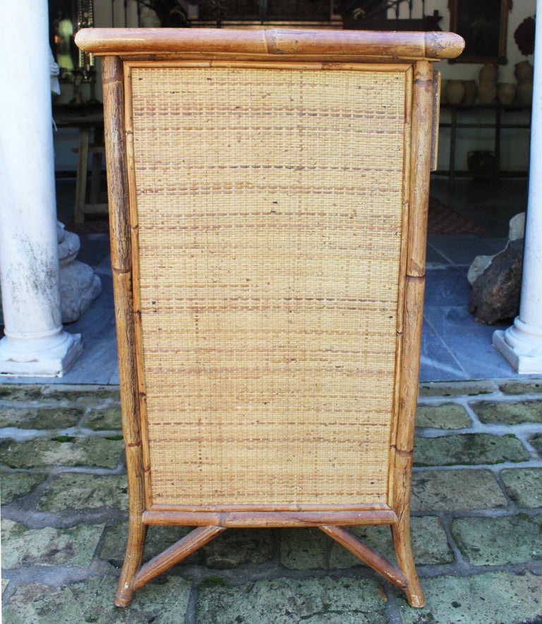 1950s Spanish Cane and Lazed Wicker Chest of Drawers For Sale at 1stDibs