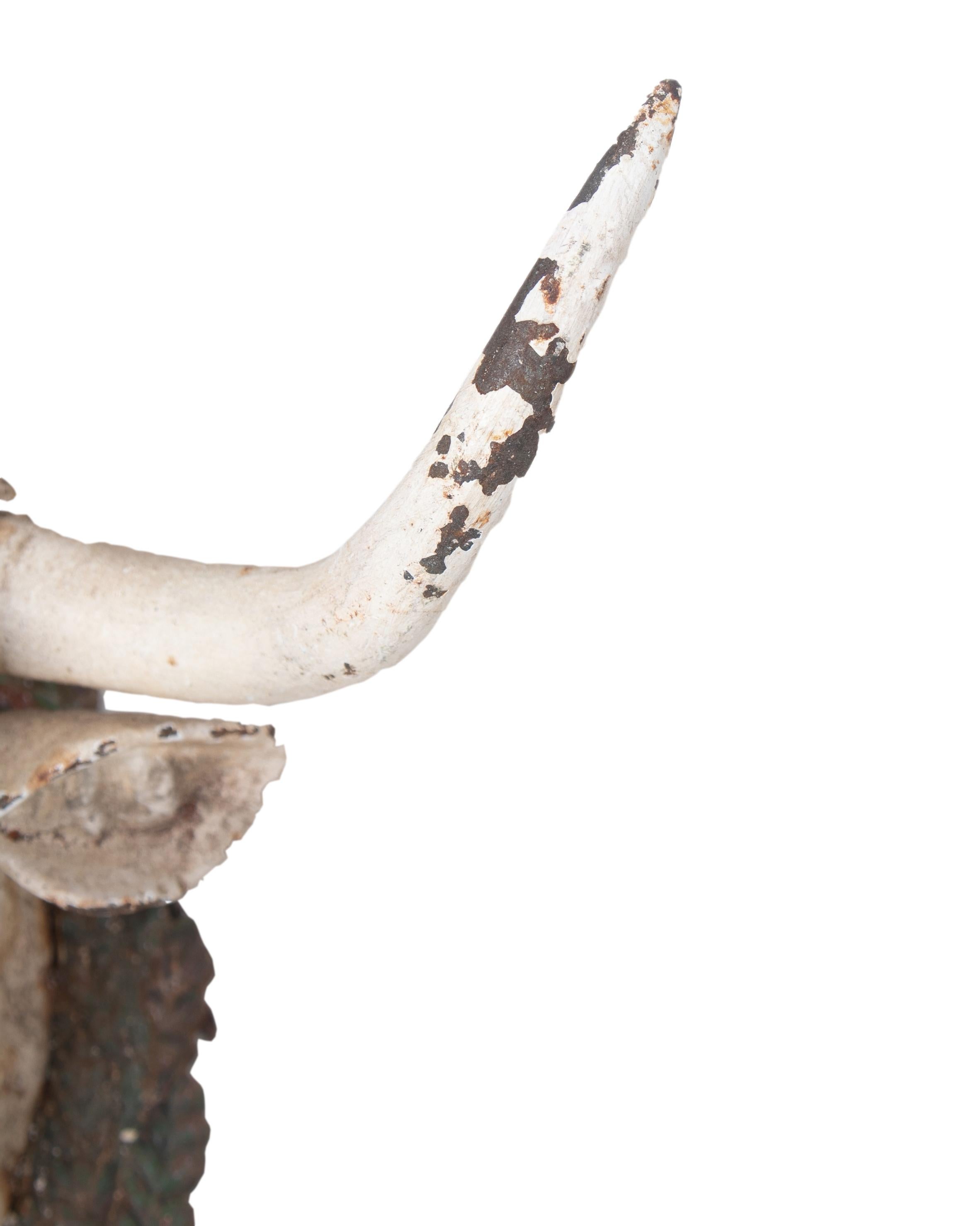1950s Spanish Cast Iron Hand Painted Bull Head In Good Condition In Marbella, ES