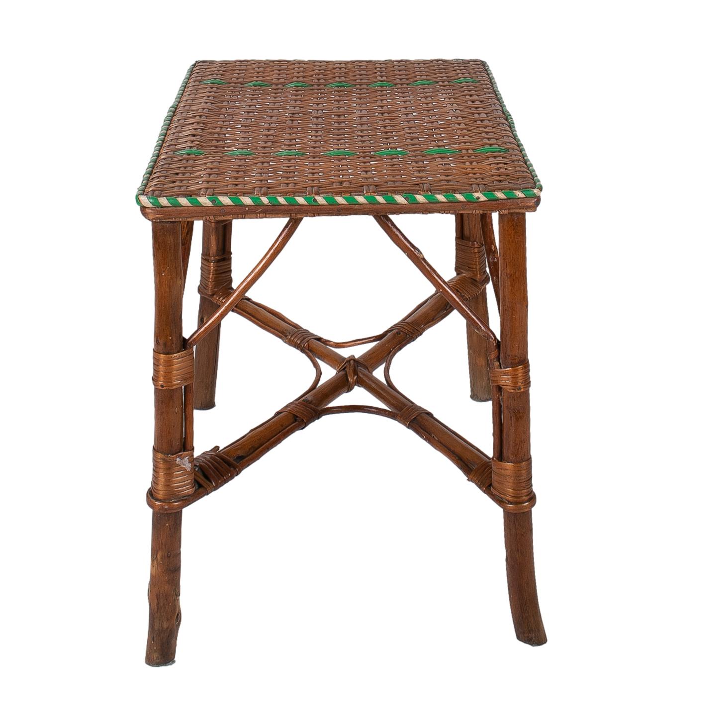 20th Century 1950s Spanish Children's Size Lace Wicker & Bamboo Table