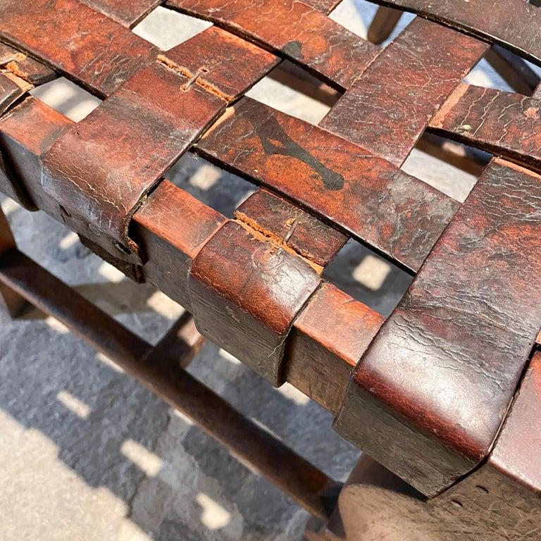 Mid-20th Century 1950s Spanish Colonial Four Woven Leather Chairs Style Luis Barragán Mexico