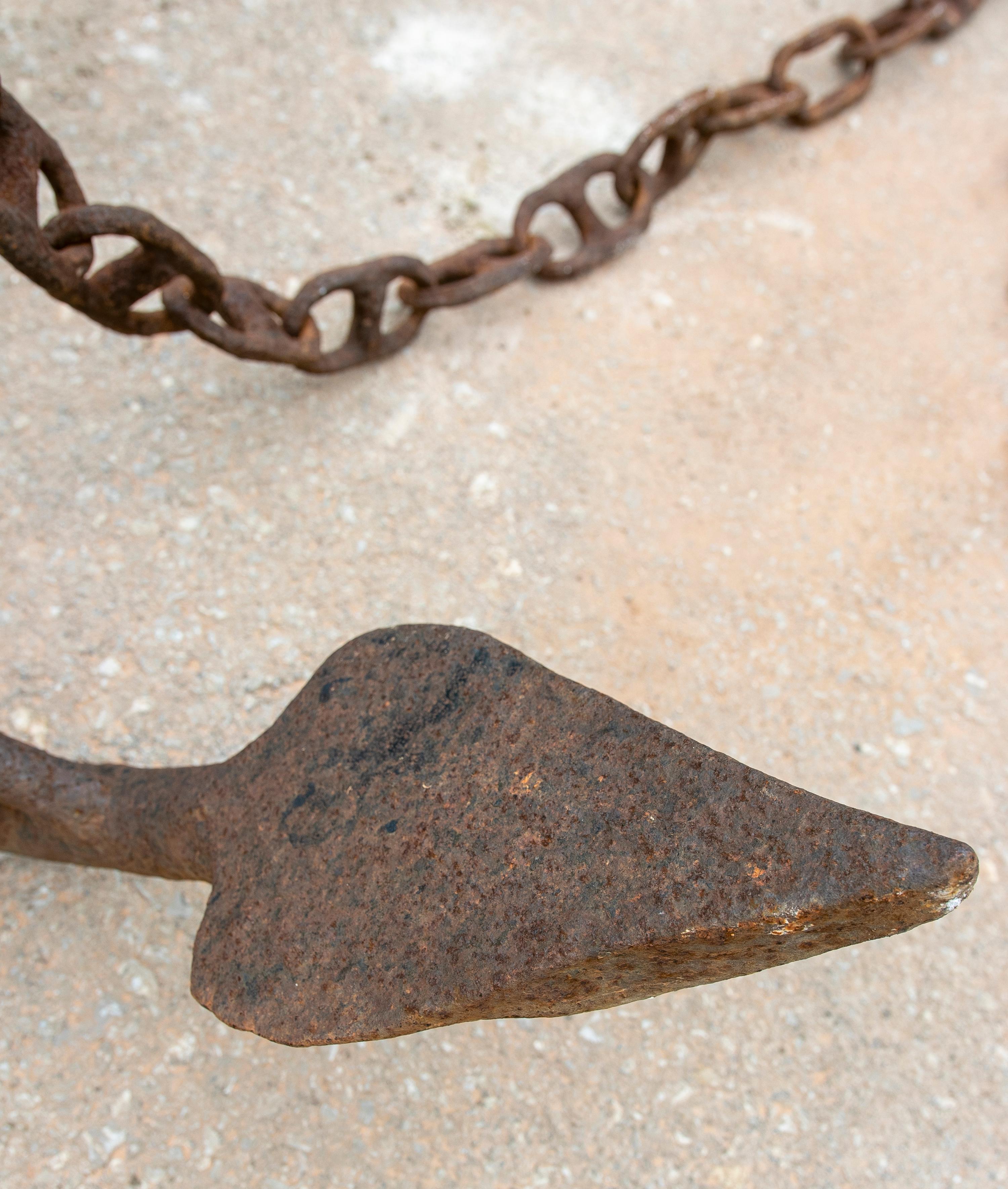 1950s Spanish Complete Handmade Iron Boat Anchor For Sale 8