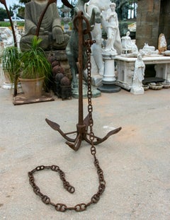 1950s Spanish Complete Handmade Iron Boat Anchor