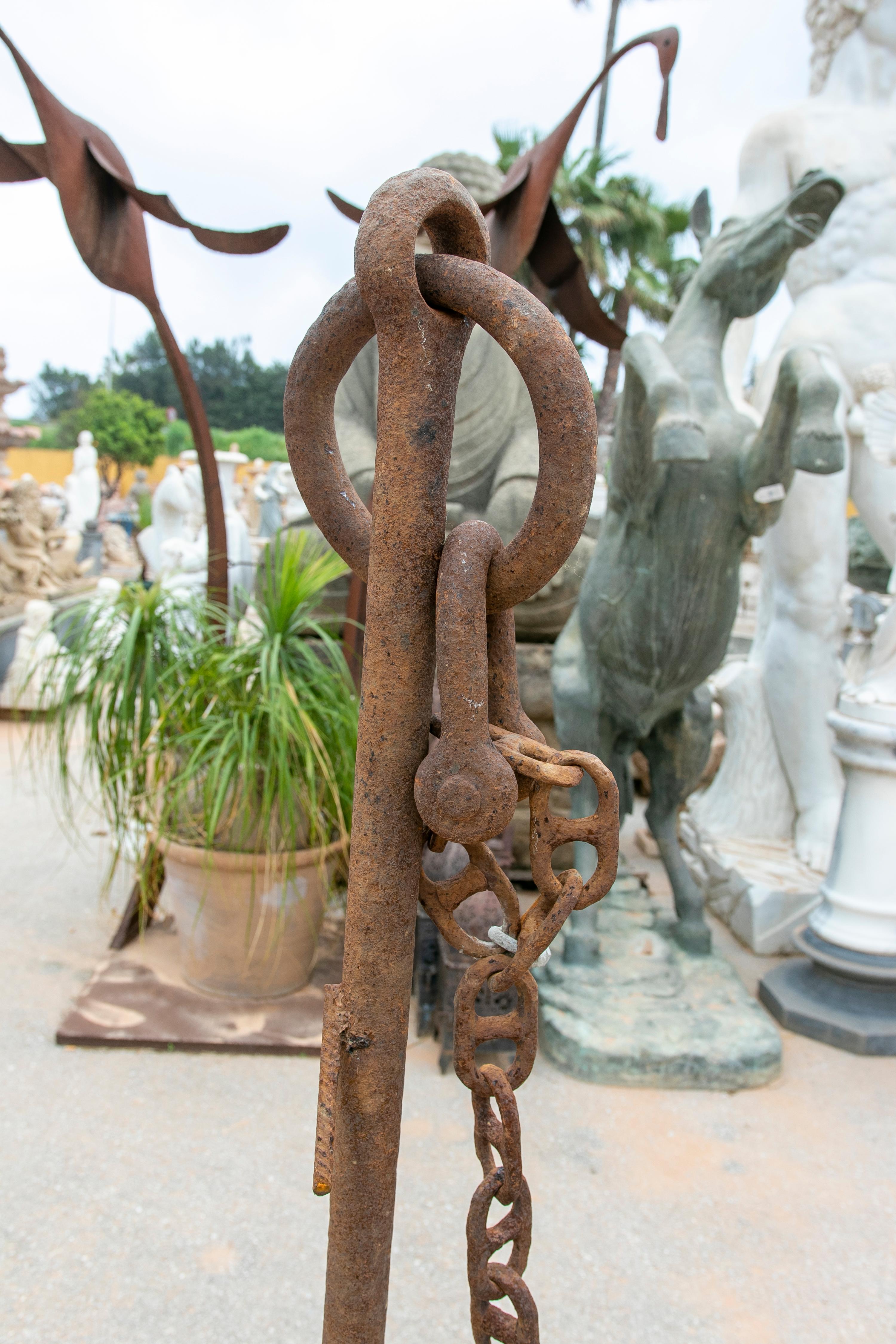 African 1950s Spanish Complete Handmade Iron Boat Anchor For Sale