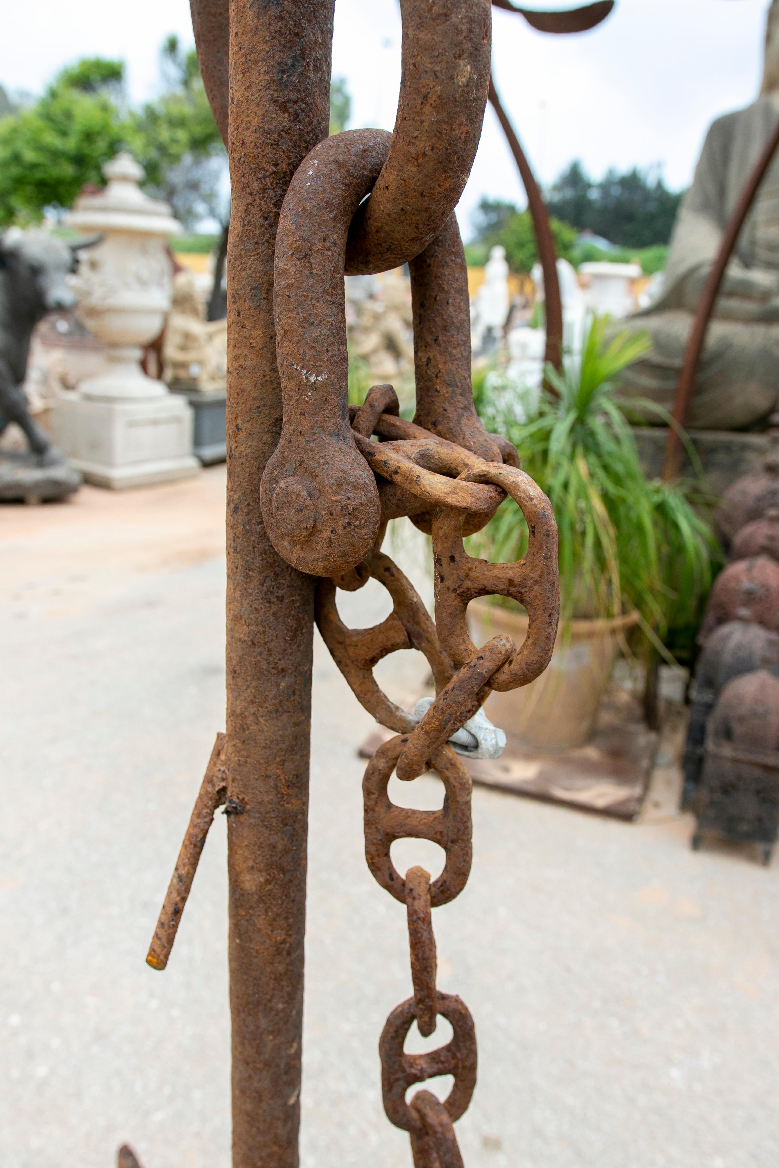 1950s Spanish Complete Handmade Iron Boat Anchor In Good Condition For Sale In Marbella, ES