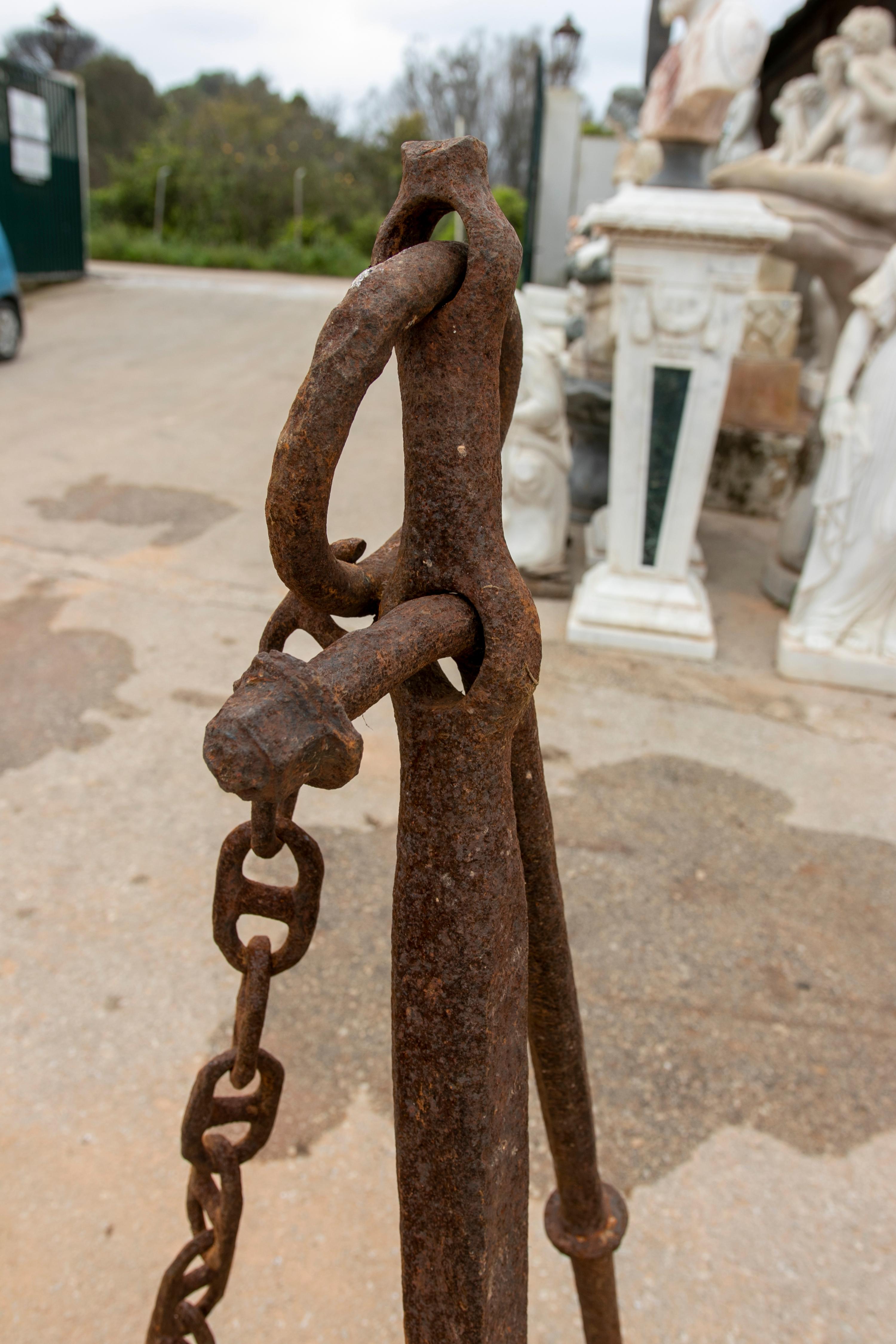 1950s Spanish Complete Handmade Iron Boat Anchor For Sale 1