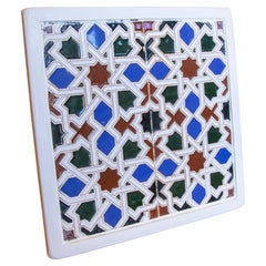 Piastrelle decorative spagnole degli anni '50 incorniciate in Wood in diversi colori