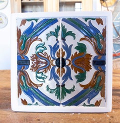 1950s Spanish Decorative Tile Framed in Wood in Different Colours