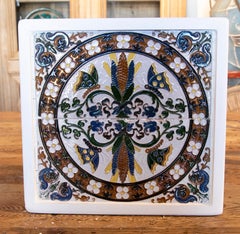 1950s Spanish Decorative Tile Framed in Wood in Different Colours