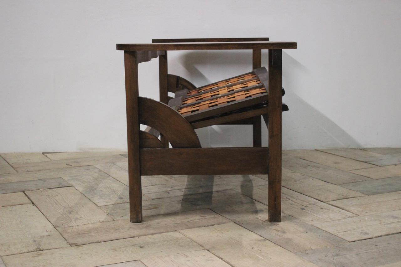 1950s Spanish Folding Bench in Beech and Leather 1