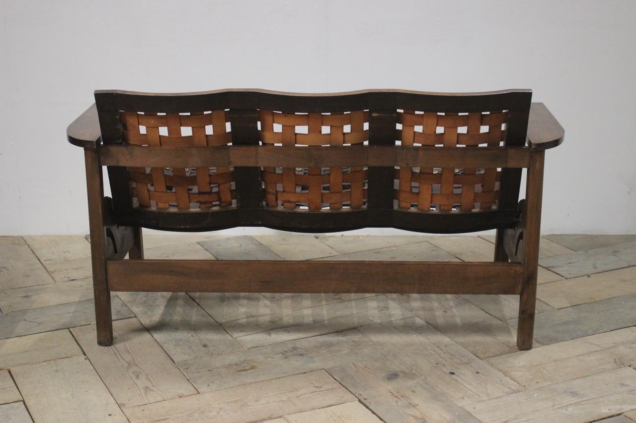 1950s Spanish Folding Bench in Beech and Leather 3