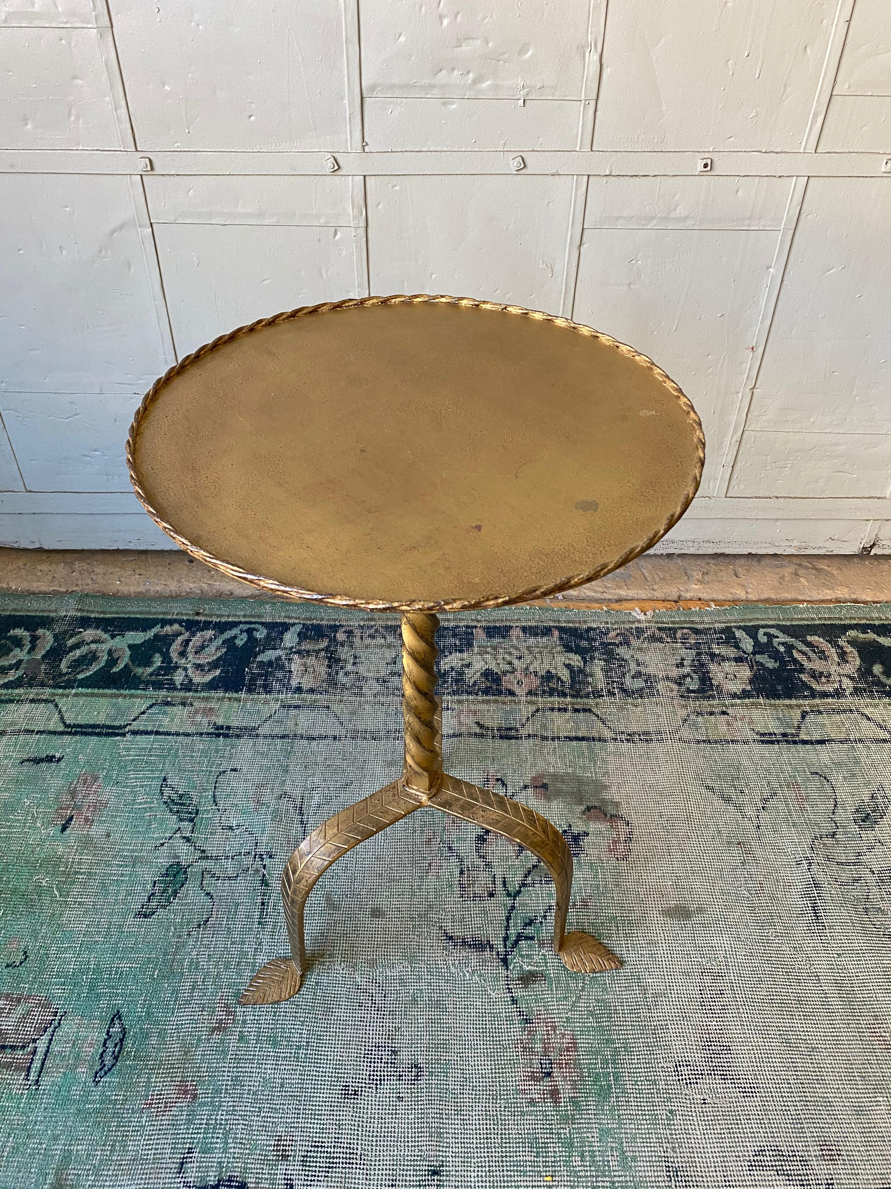 Gilt Metal Martini Table with Twisted Stem 6